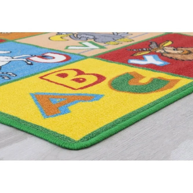HR Alphabet Animals Educational Play Mat for Kids - Non-Slip Rug (Yellow/Multi)