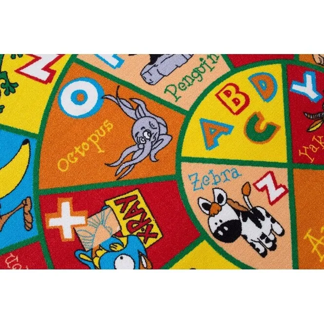 HR Alphabet Animals Educational Play Mat for Kids - Non-Slip Rug (Yellow/Multi)
