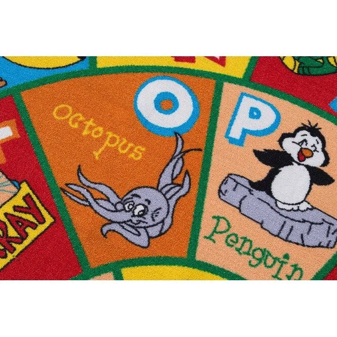 HR Alphabet Animals Educational Play Mat for Kids - Non-Slip Rug (Yellow/Multi)