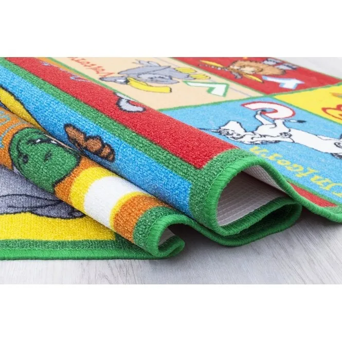 HR Alphabet Animals Educational Play Mat for Kids - Non-Slip Rug (Yellow/Multi)