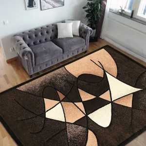 HR Brown. Black. Beige. Multi Color Modern Living Room Rugs-Abstract with Round/Oval Swirls Pattern-Shed Free