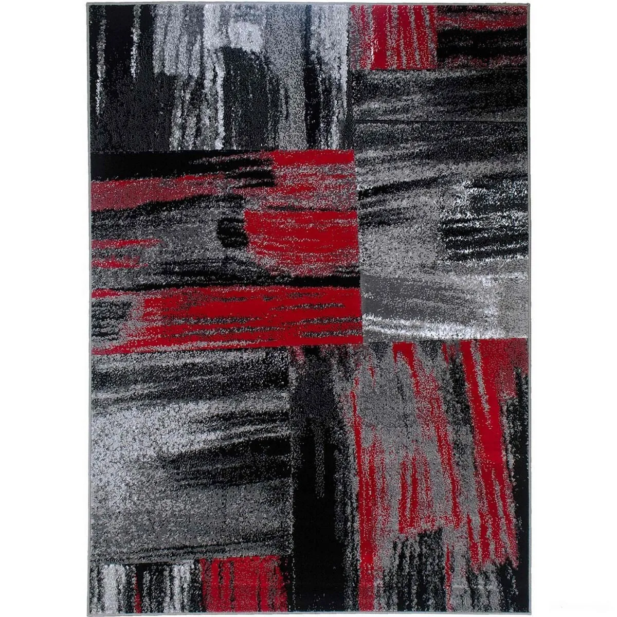 HR Lava. Grey. Silver. Black. Abstract Contemporary Design Brush Pattern Rug
