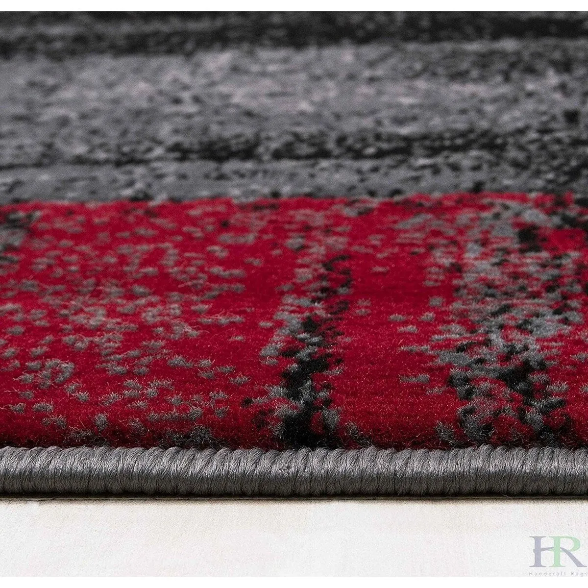 HR Lava. Grey. Silver. Black. Abstract Contemporary Design Brush Pattern Rug