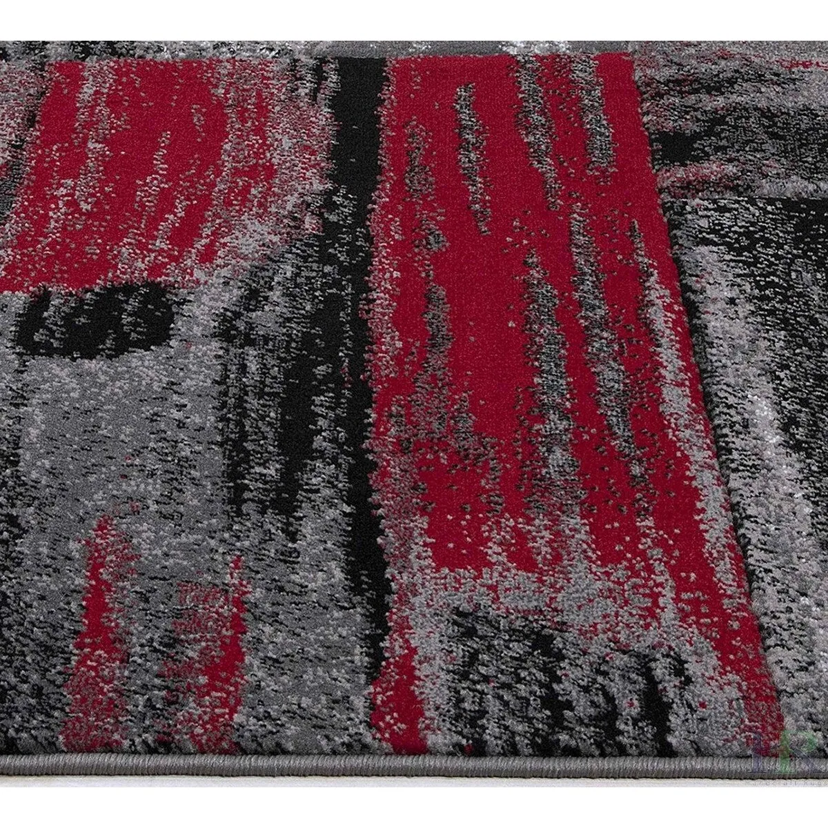 HR Lava. Grey. Silver. Black. Abstract Contemporary Design Brush Pattern Rug