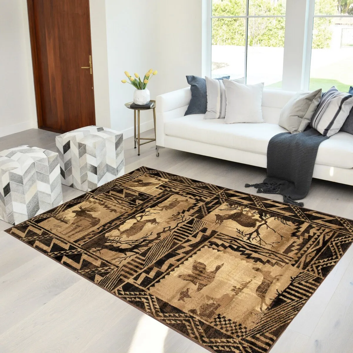 HR Lodge Cabin Nature and Animals Nature Pattern Cabin Rug
