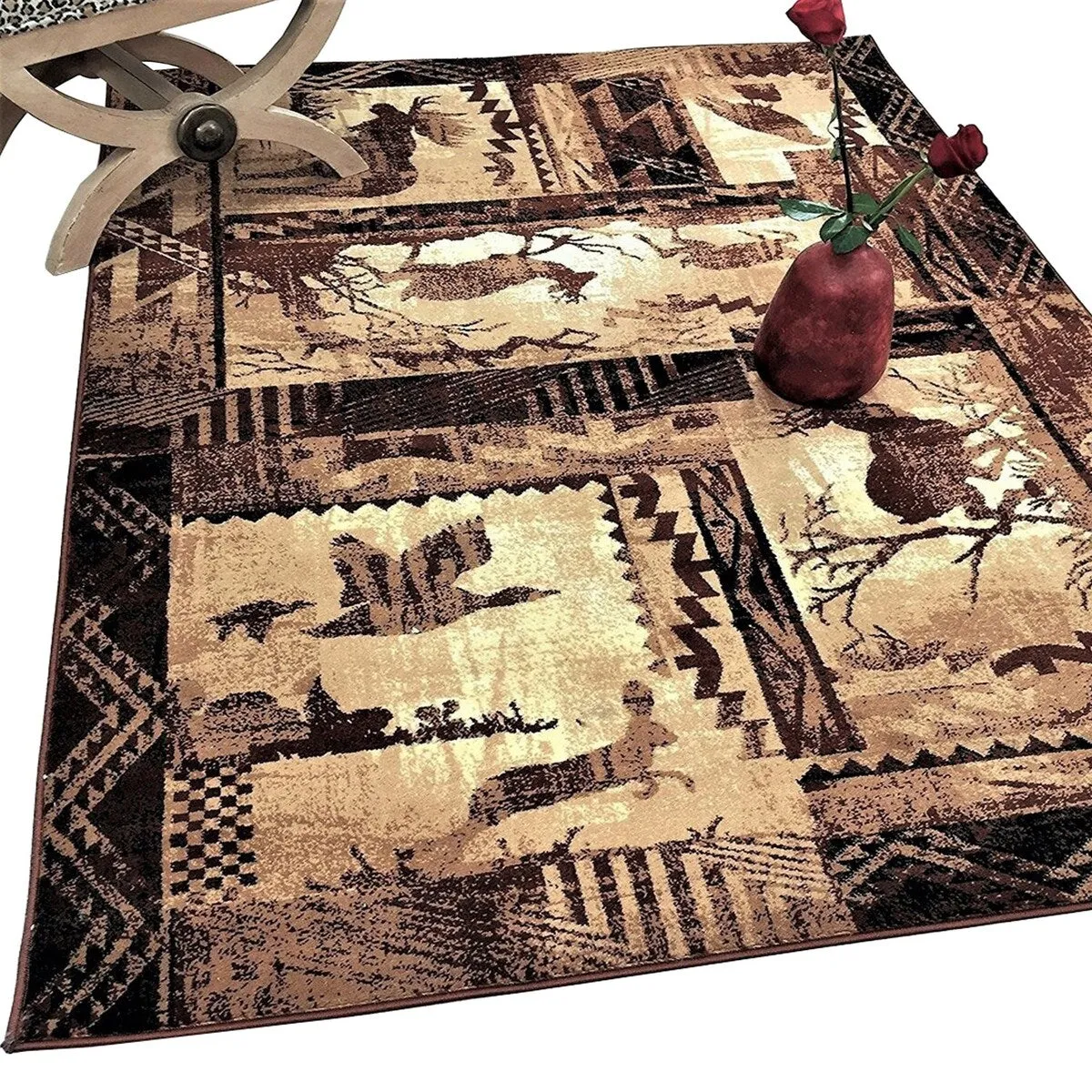 HR Lodge Cabin Nature and Animals Nature Pattern Cabin Rug