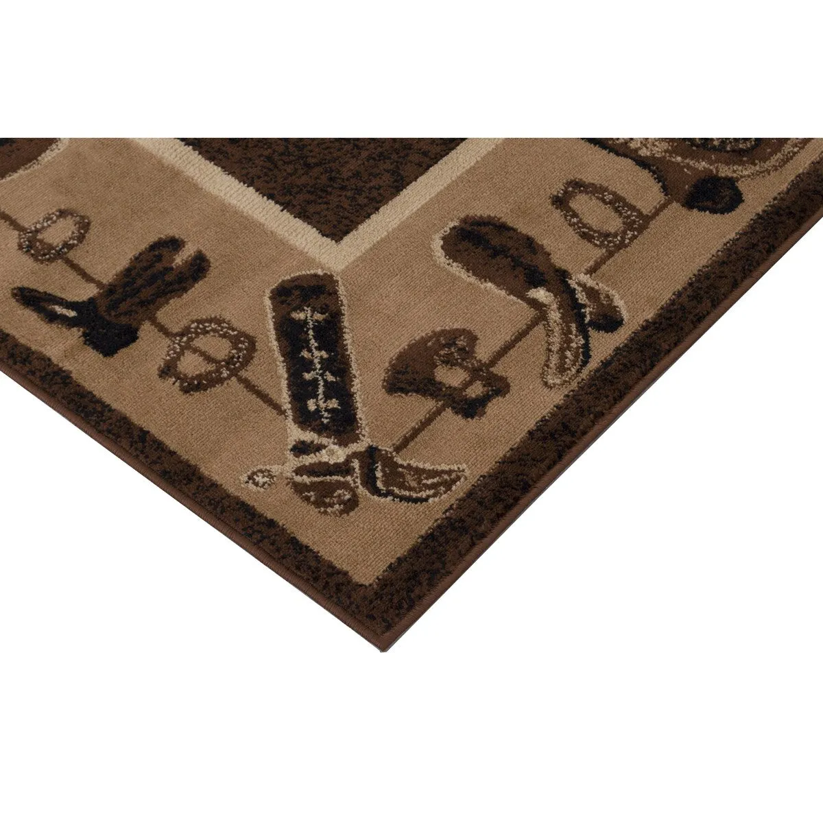 HR Nature Animals Geometric Area Rug - Abstract Chocolate/Beige (Cowboy Boots/Hat)