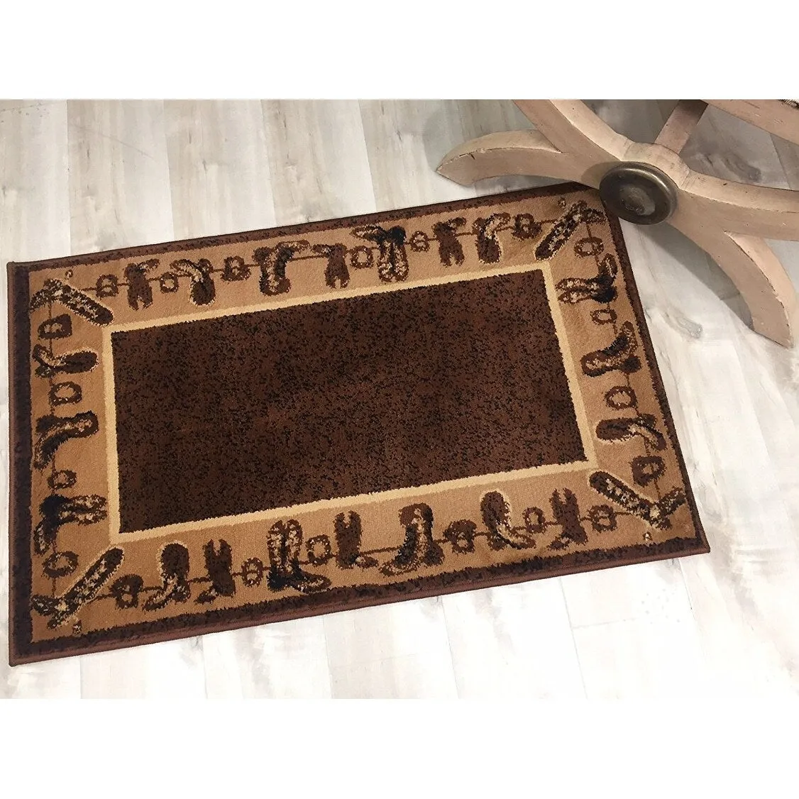 HR Nature Animals Geometric Area Rug - Abstract Chocolate/Beige (Cowboy Boots/Hat)