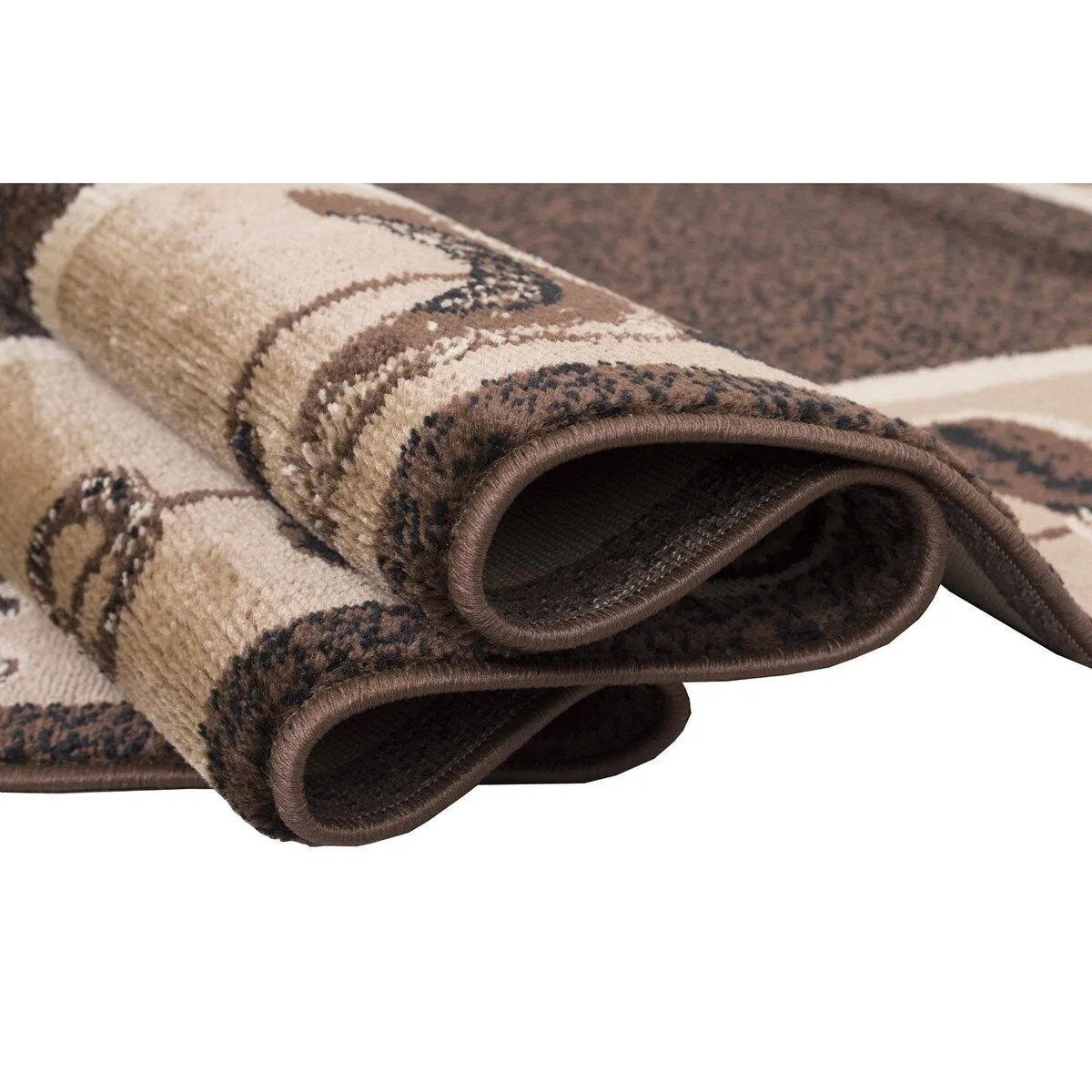 HR Nature Animals Geometric Area Rug - Abstract Chocolate/Beige (Cowboy Boots/Hat)