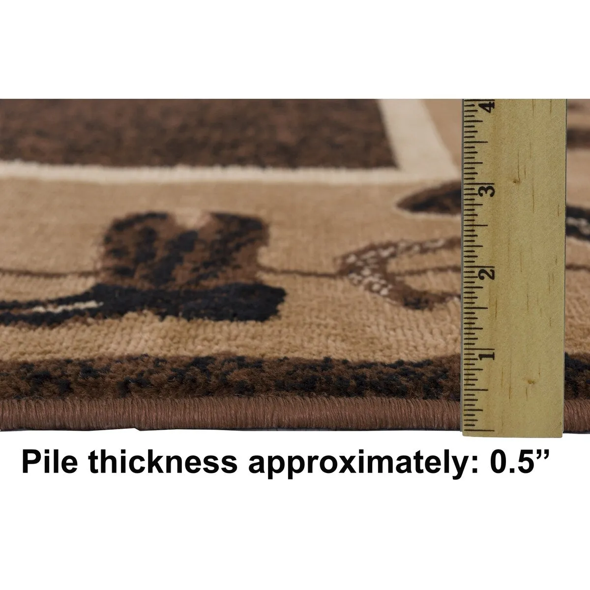 HR Nature Animals Geometric Area Rug - Abstract Chocolate/Beige (Cowboy Boots/Hat)