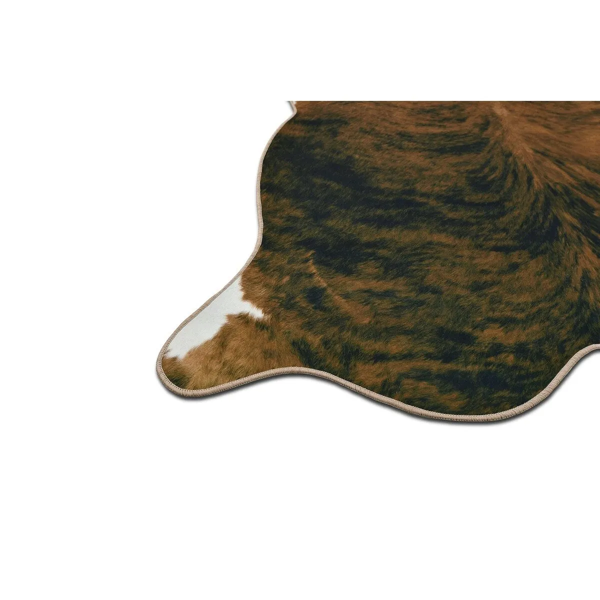 HR Print Non-Slip Faux Cowhide Brown Area Rug for Cabin and Lodge