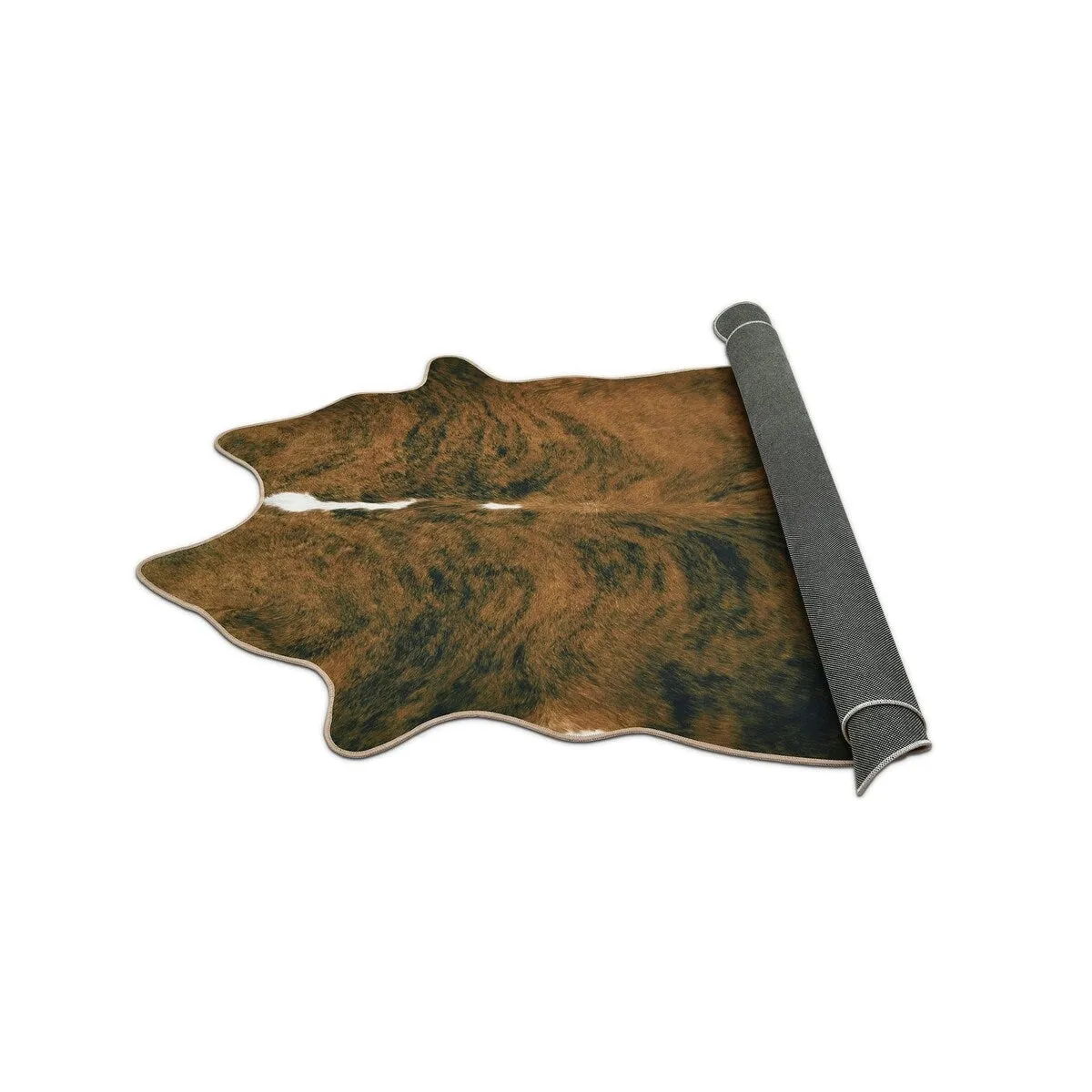 HR Print Non-Slip Faux Cowhide Brown Area Rug for Cabin and Lodge