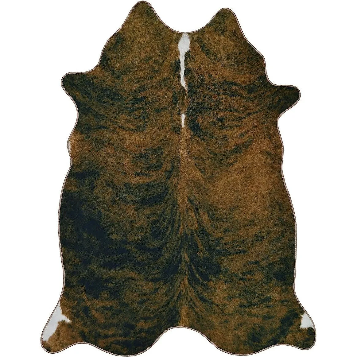 HR Print Non-Slip Faux Cowhide Brown Area Rug for Cabin and Lodge