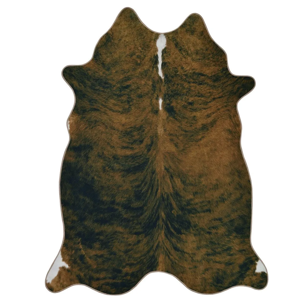 HR Print Non-Slip Faux Cowhide Brown Area Rug for Cabin and Lodge