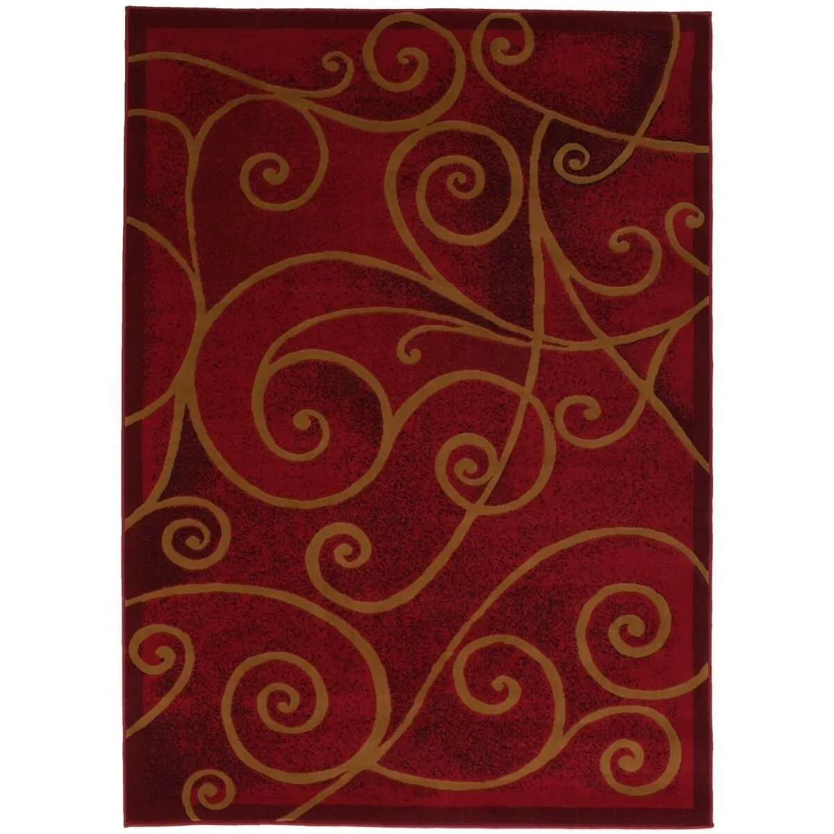 HR Red. Mocha and Multi Modern Contemporary Area Rugs-Abstract with Wavy Swirls -Shed Free