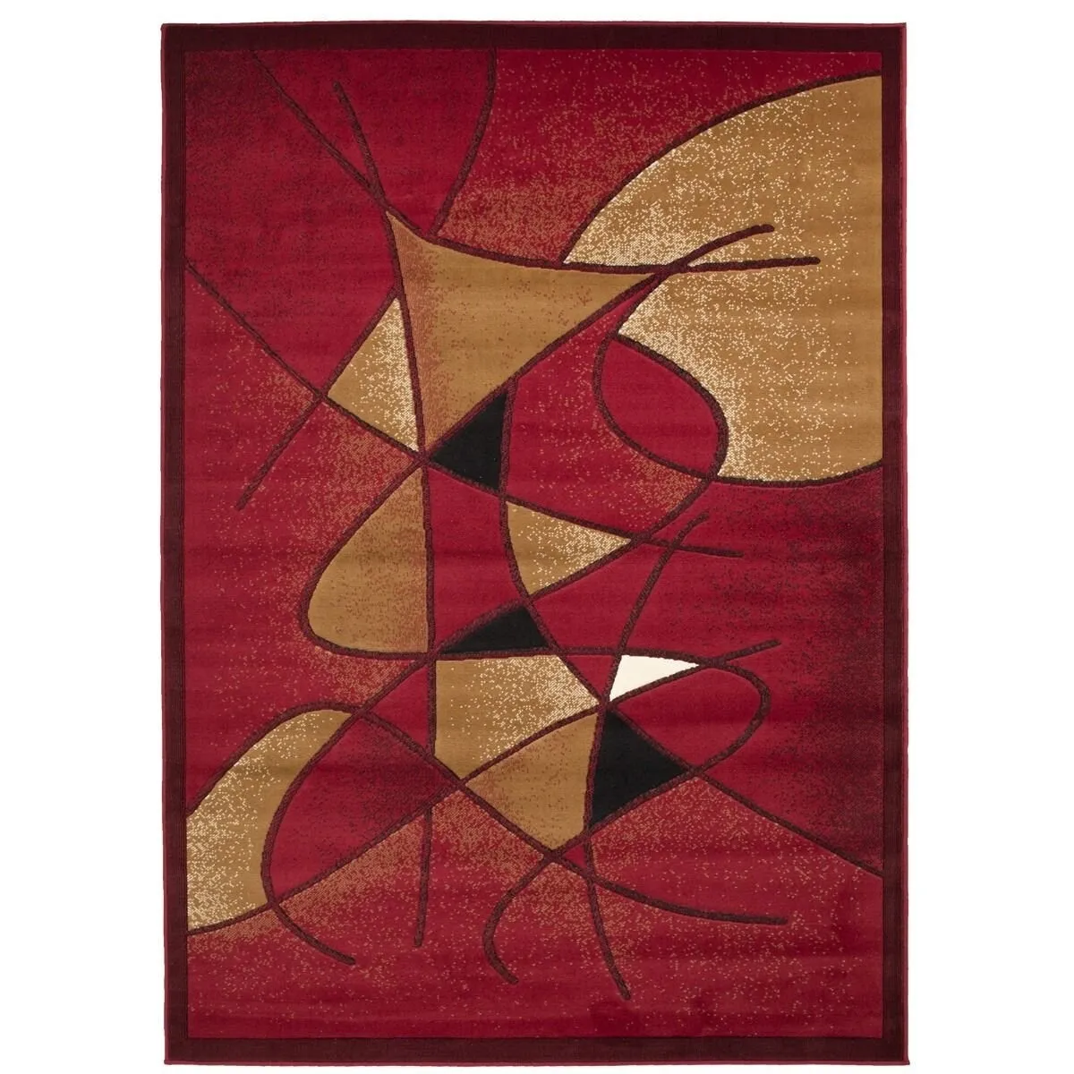 HR Red. Mocha. Ivory. Black and Multi Modern Contemporary Living Room Rug-Abstract Carpet with Geometric