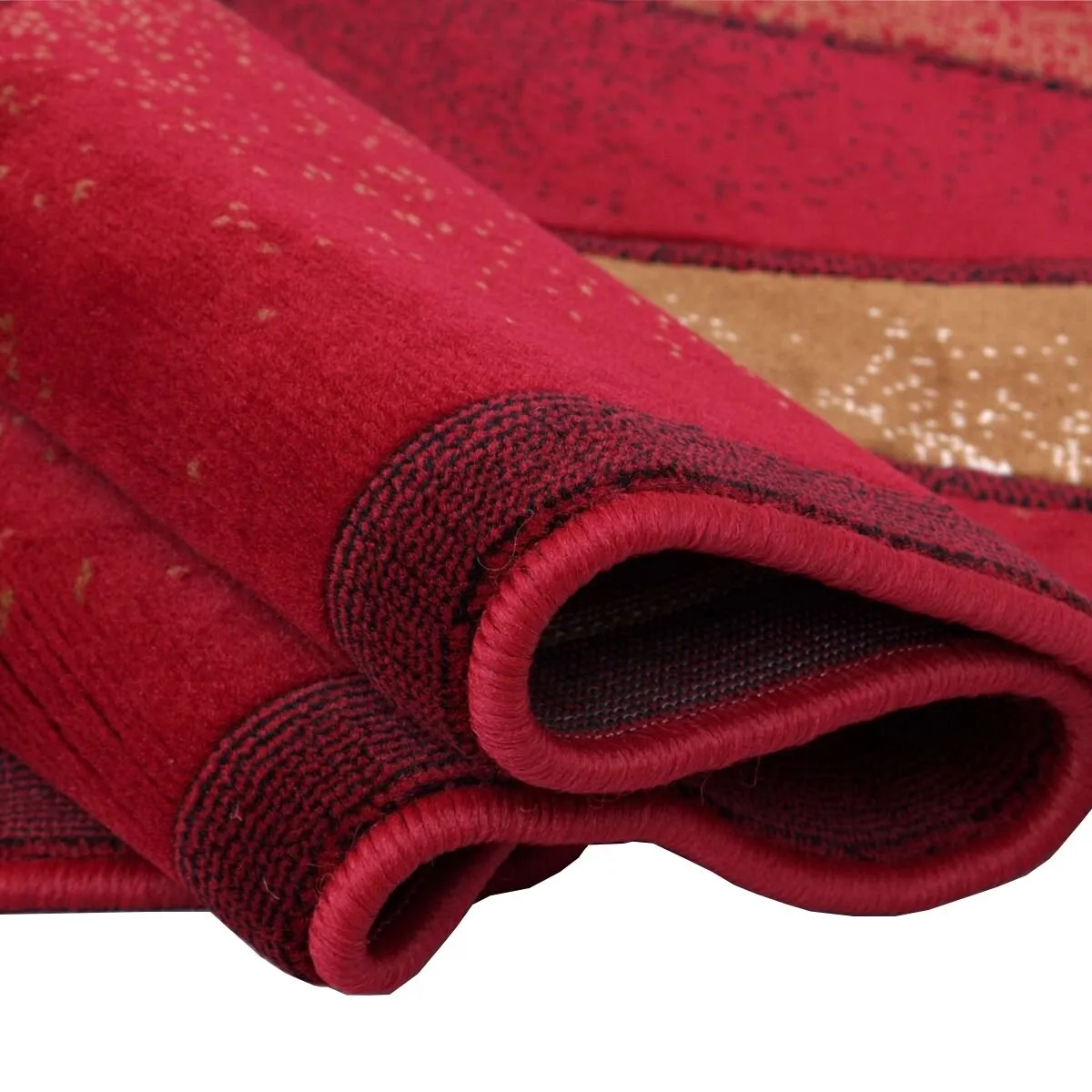 HR Red. Mocha. Ivory. Black and Multi Modern Contemporary Living Room Rug-Abstract Carpet with Geometric