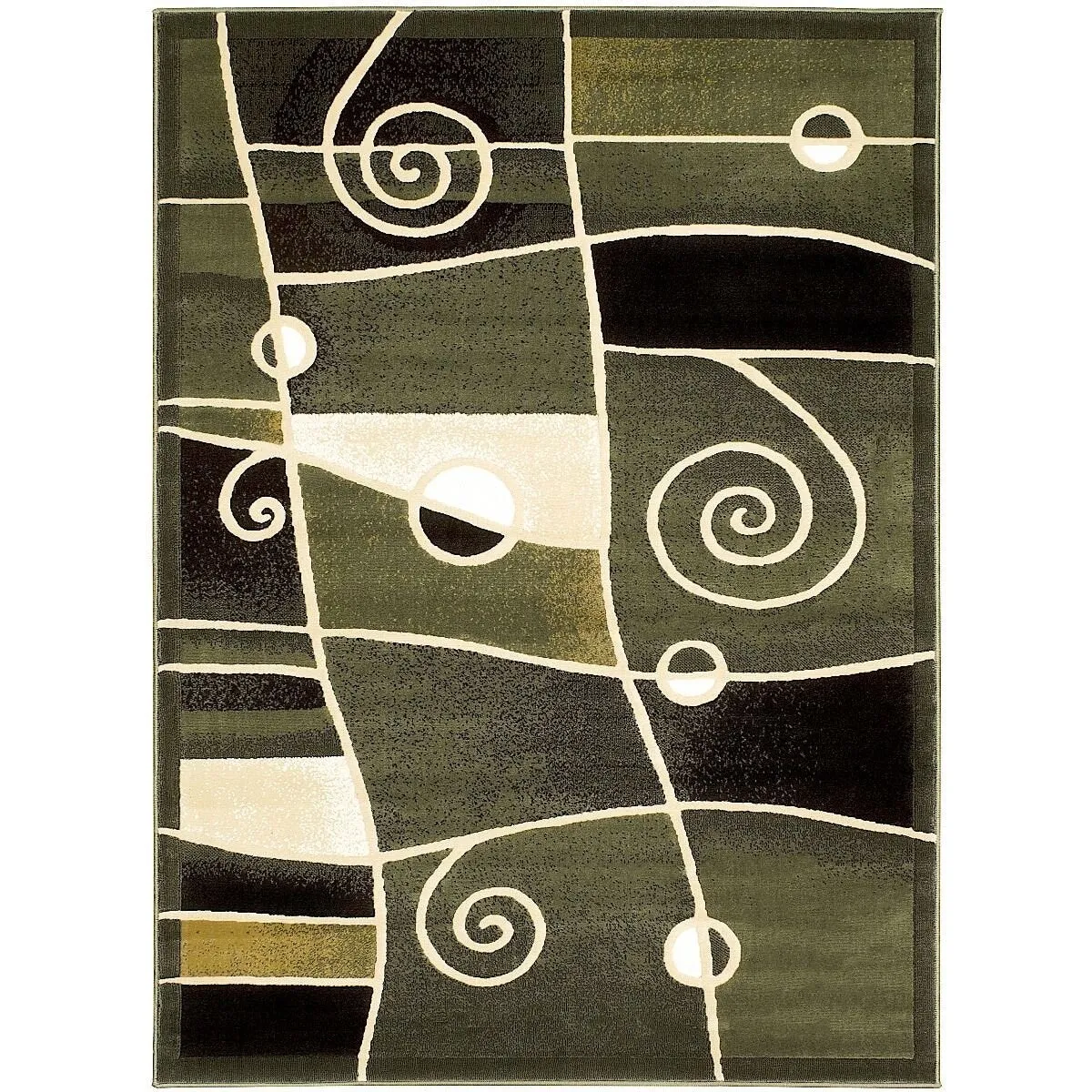 HR Sage Green. Mocha. Beige and Multi Modern Contemporary Area Rugs-Abstract with Wavy Swirls -Shed Free