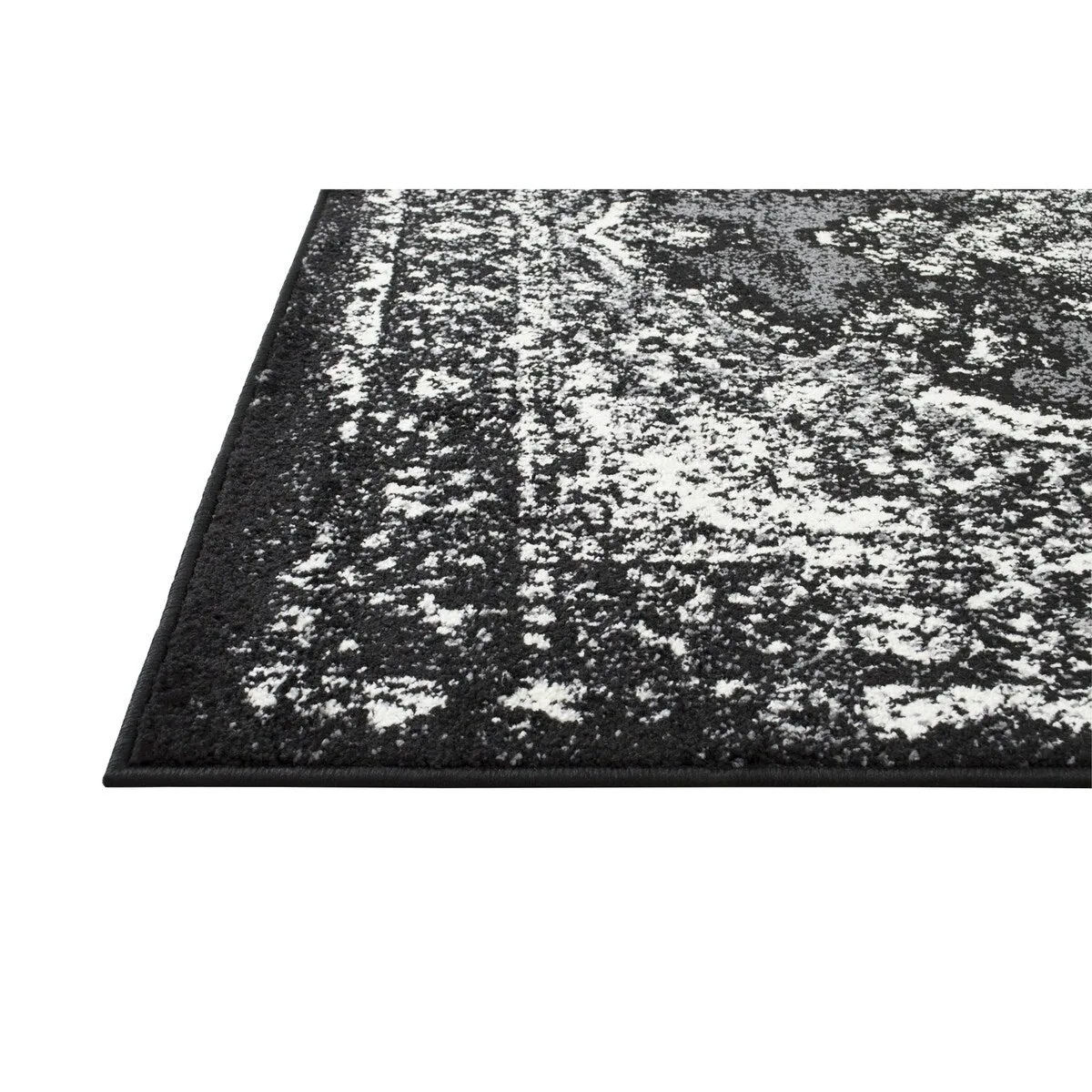 HR Timeless Elegance: White and Charcoal Blue Faded Oriental Distressed Area Rug  Vintage with Abstract Floral Charm