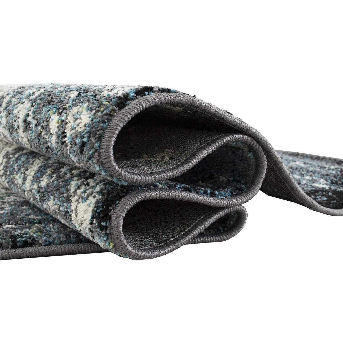 HR Timeless Elegance: White and Charcoal Blue Faded Oriental Distressed Area Rug  Vintage with Abstract Floral Charm