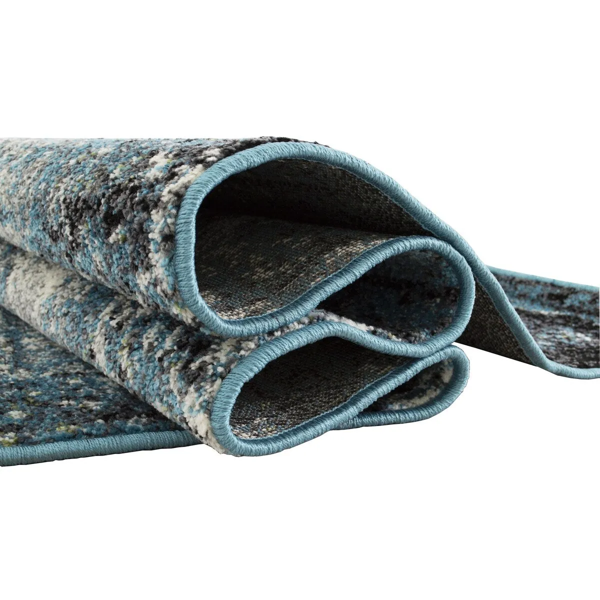 HR Timeless Elegance: White and Charcoal Blue Faded Oriental Distressed Area Rug  Vintage with Abstract Floral Charm