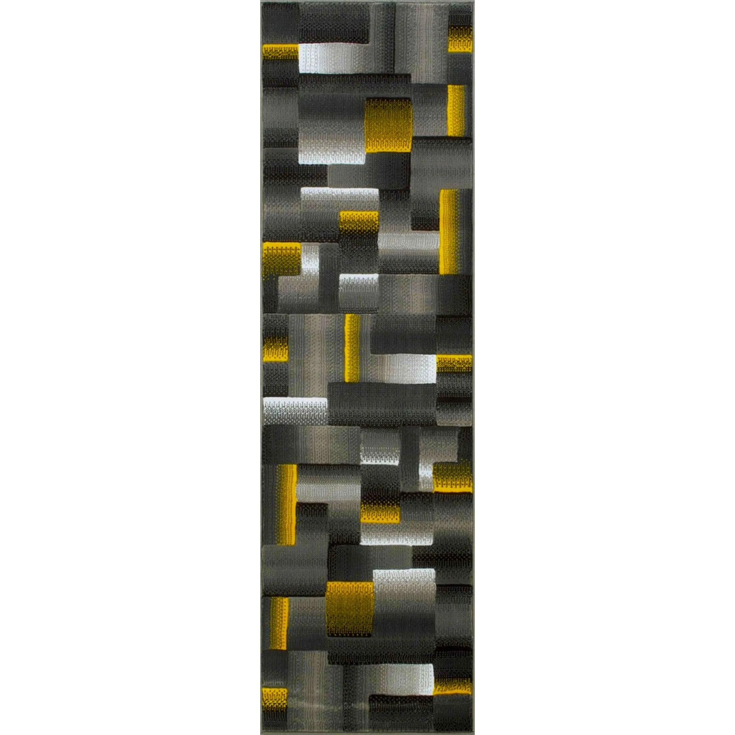 HR Yellow Grey Silver Abstract Rug Modern Contemporary Geometric Square Design