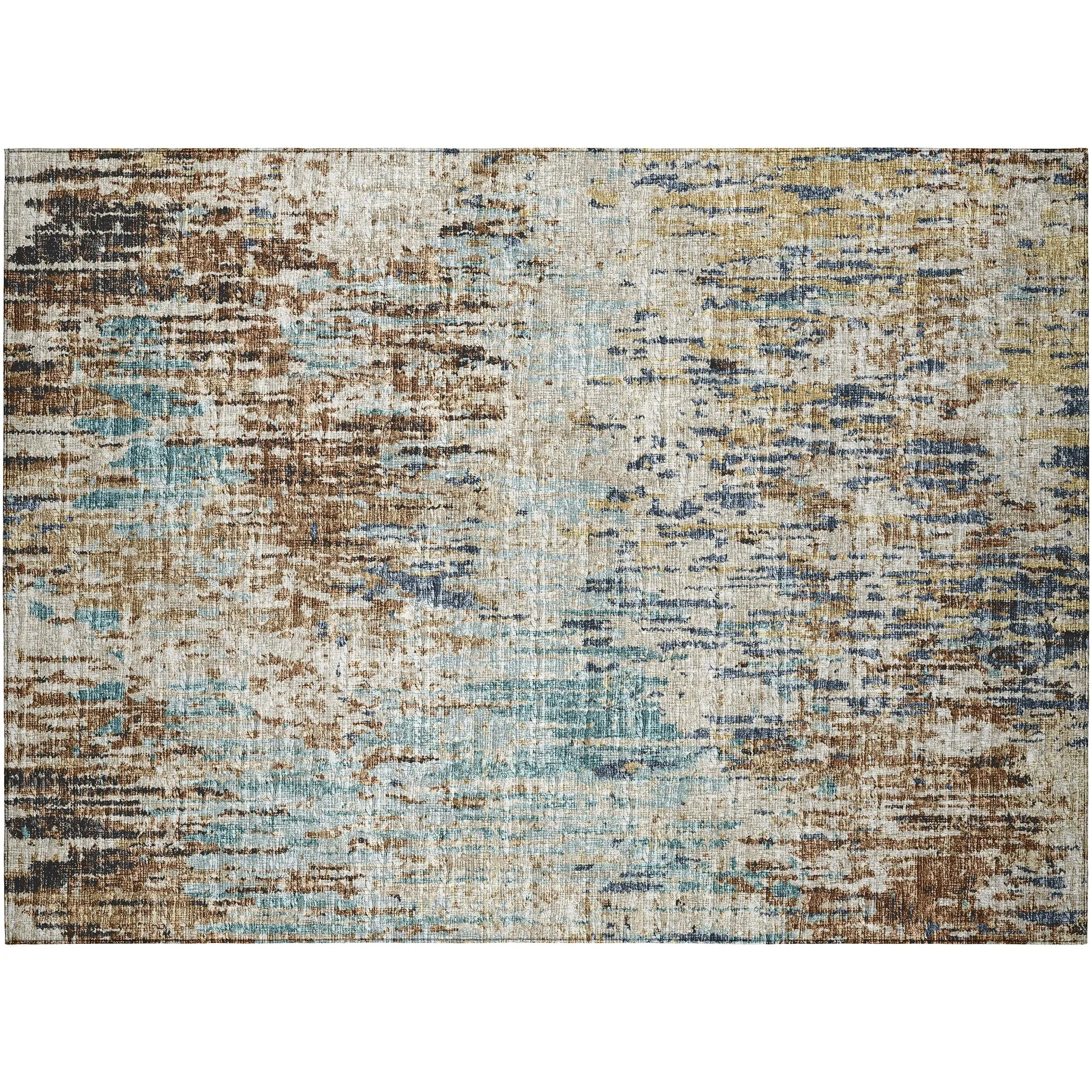 Indoor/ Outdoor Accord Modern Brushstrokes Polyester Washable Rug New