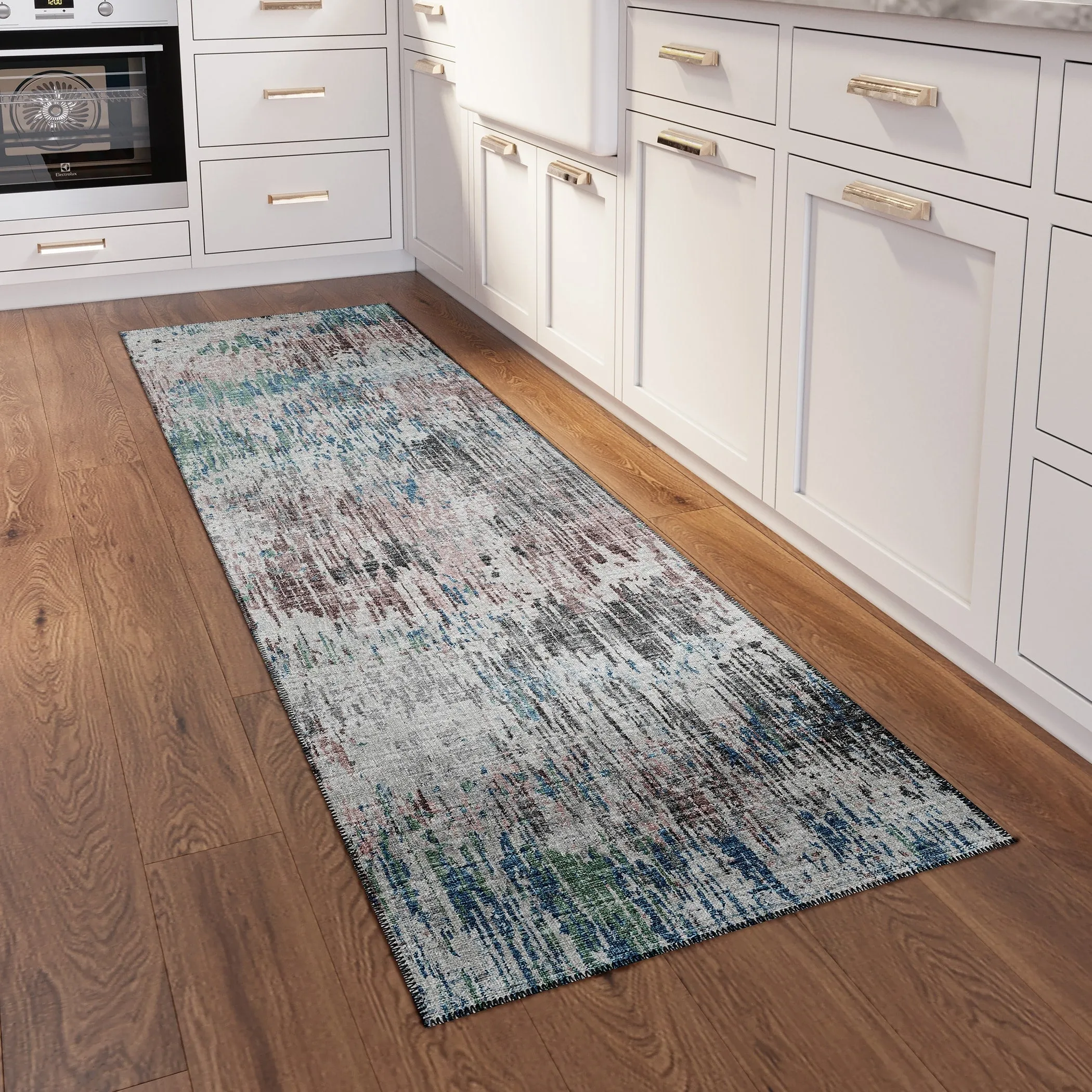Indoor/ Outdoor Accord Modern Brushstrokes Polyester Washable Rug New