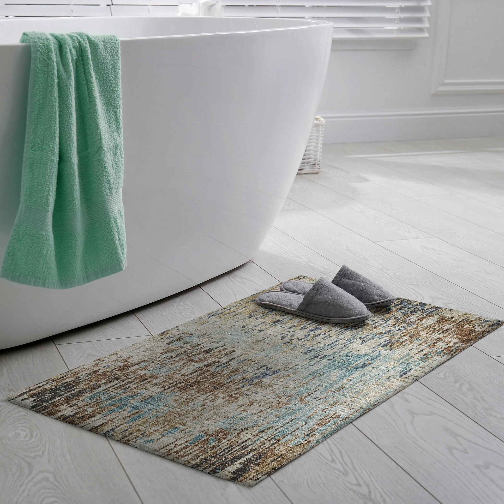 Indoor/ Outdoor Accord Modern Brushstrokes Polyester Washable Rug New