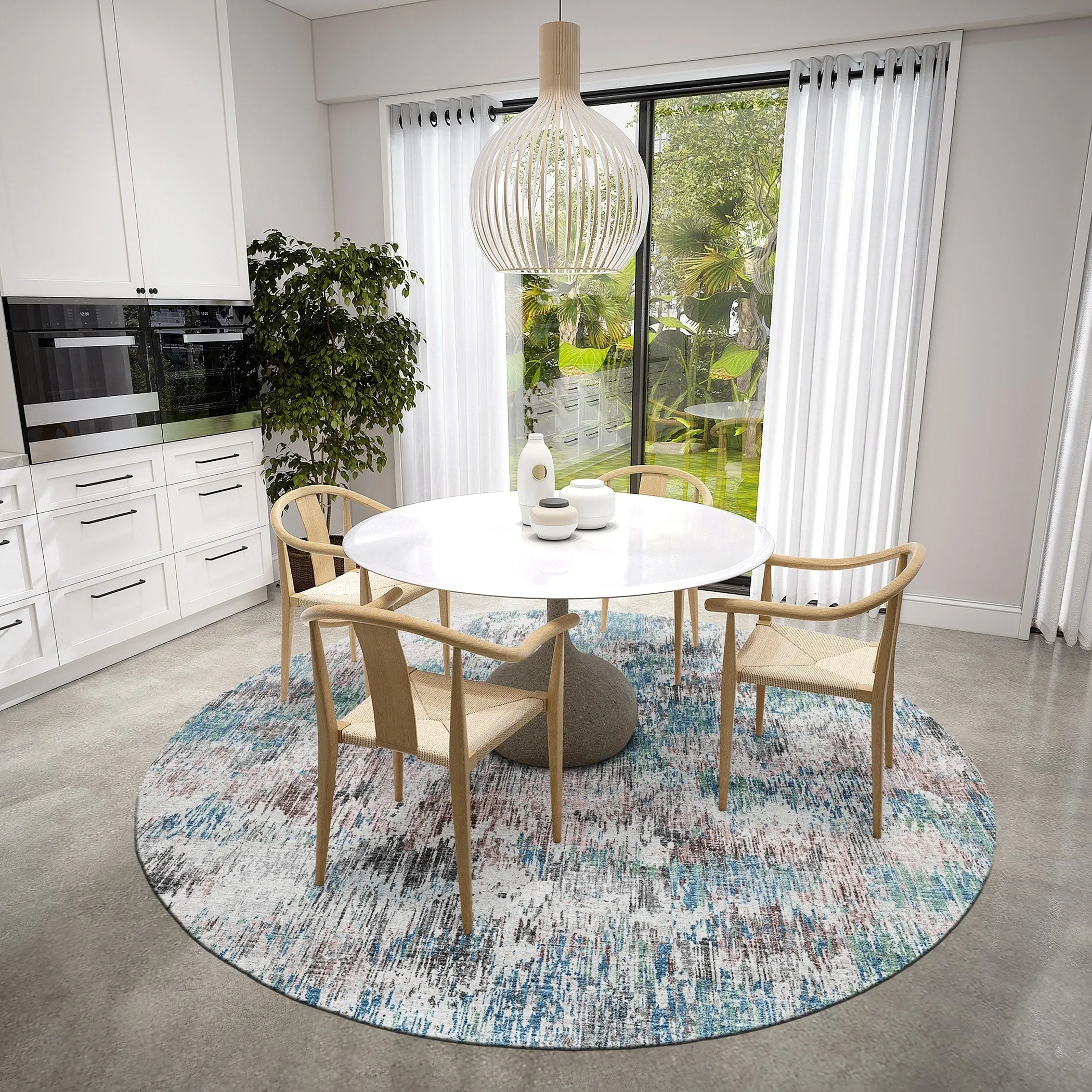 Indoor/ Outdoor Accord Modern Brushstrokes Polyester Washable Rug New