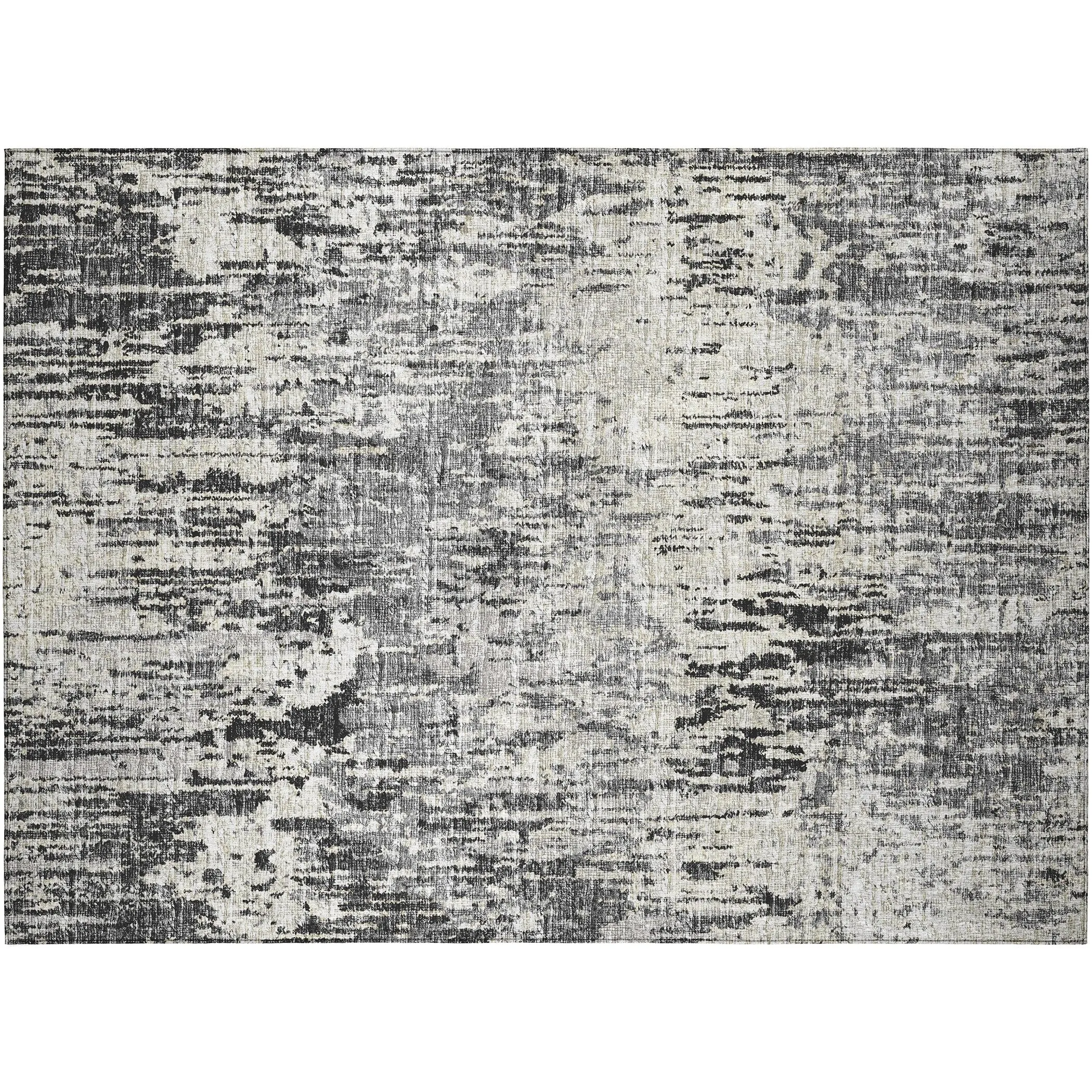 Indoor/ Outdoor Accord Modern Brushstrokes Polyester Washable Rug New