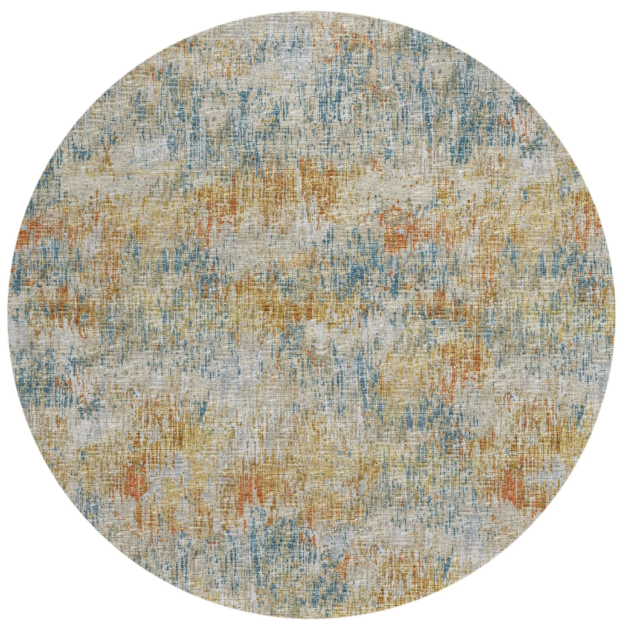 Indoor/ Outdoor Accord Modern Brushstrokes Polyester Washable Rug New