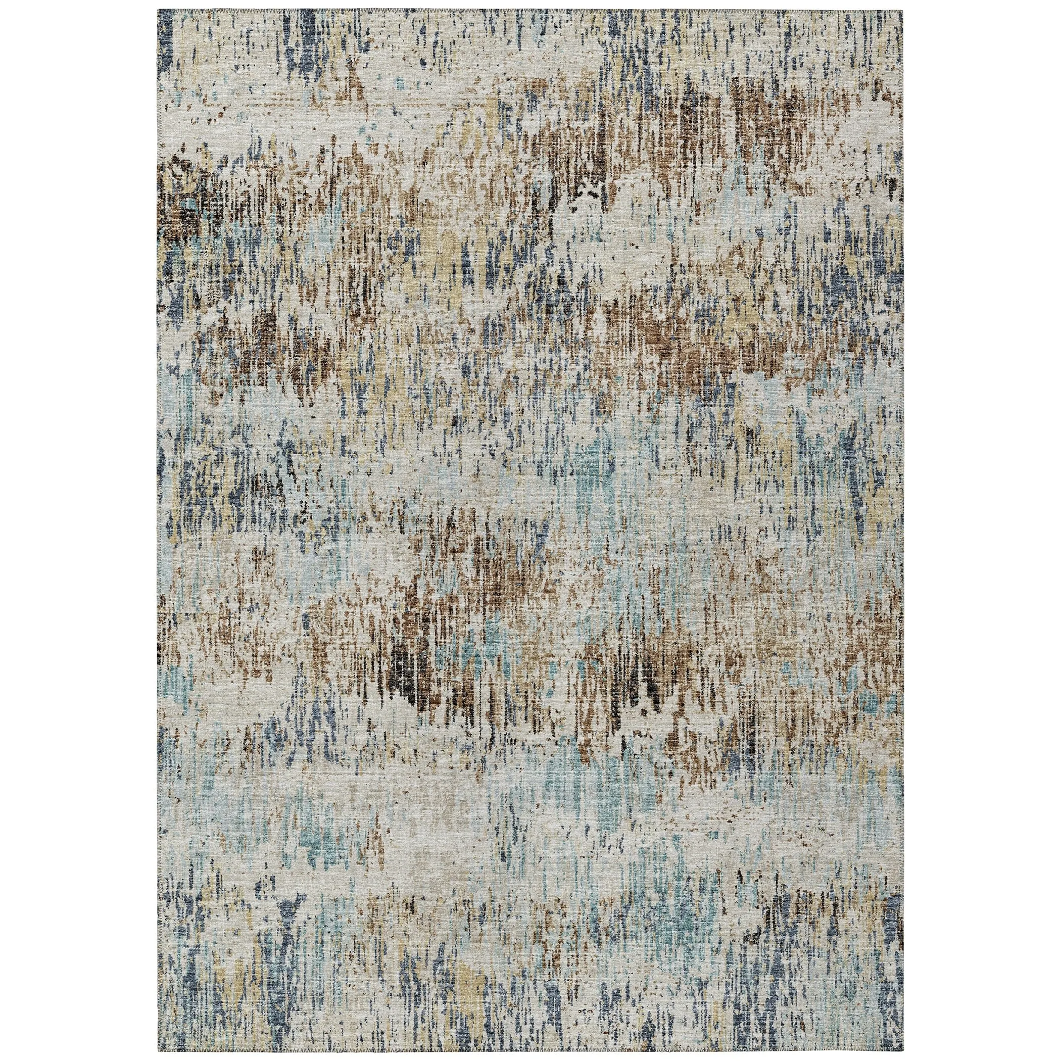 Indoor/ Outdoor Accord Modern Brushstrokes Polyester Washable Rug New