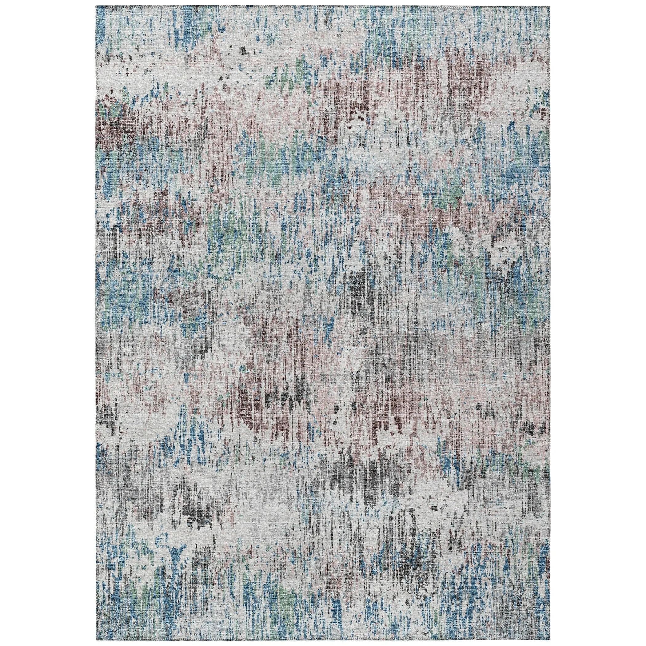 Indoor/ Outdoor Accord Modern Brushstrokes Polyester Washable Rug New