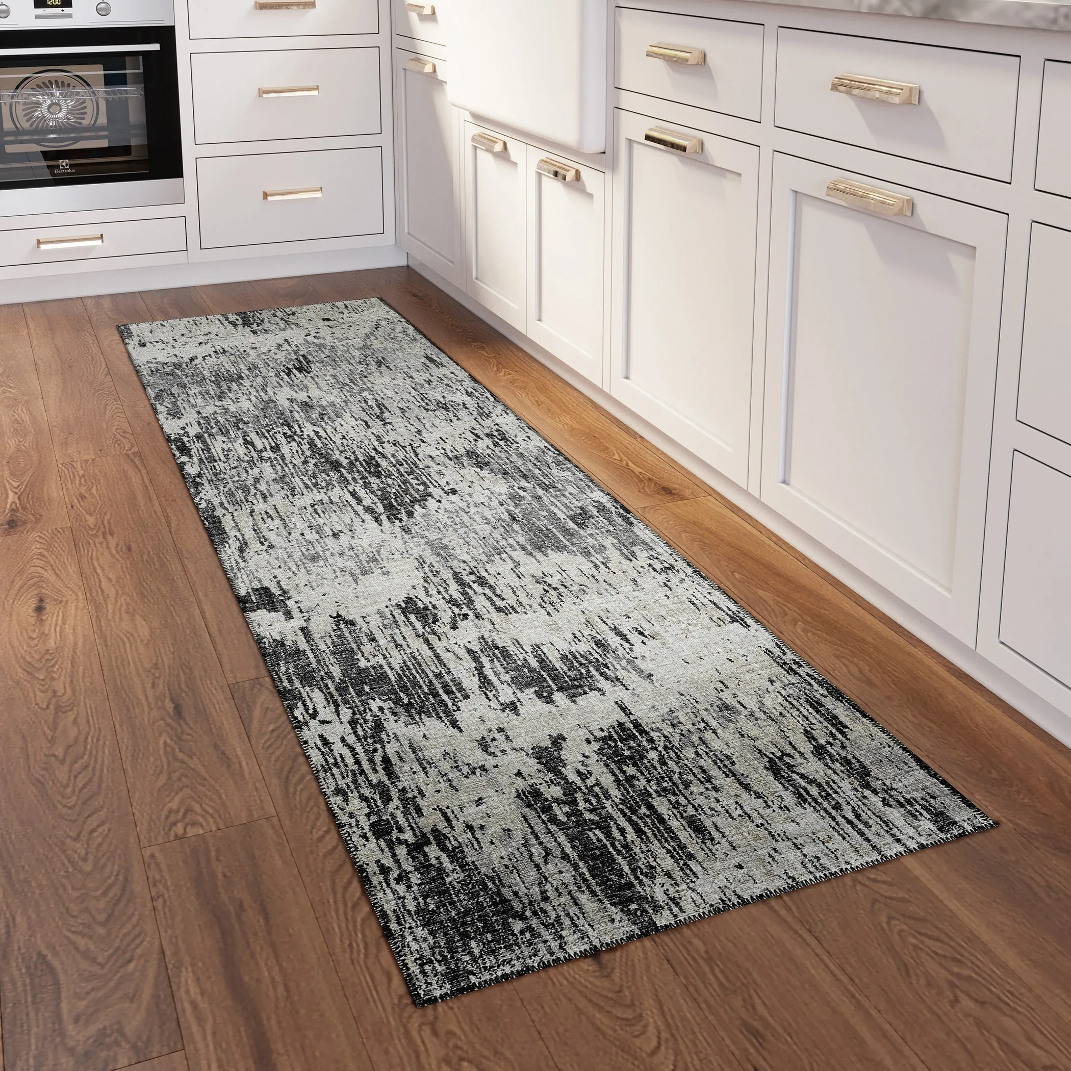 Indoor/ Outdoor Accord Modern Brushstrokes Polyester Washable Rug New