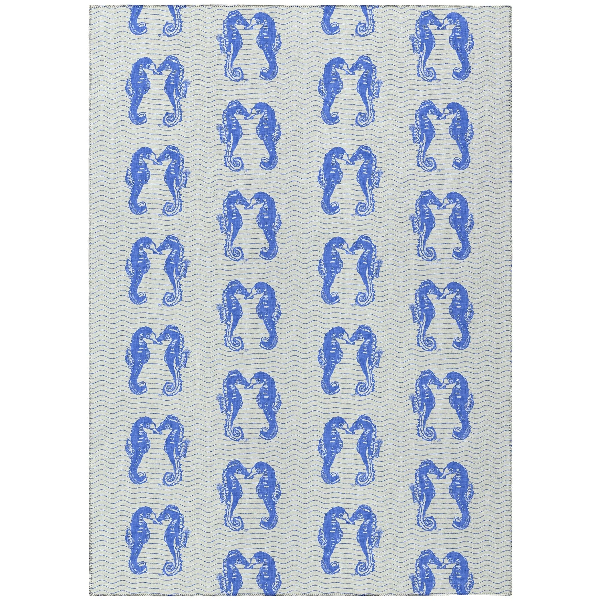 Indoor/ Outdoor Surfside Seahorses Washable Rug New