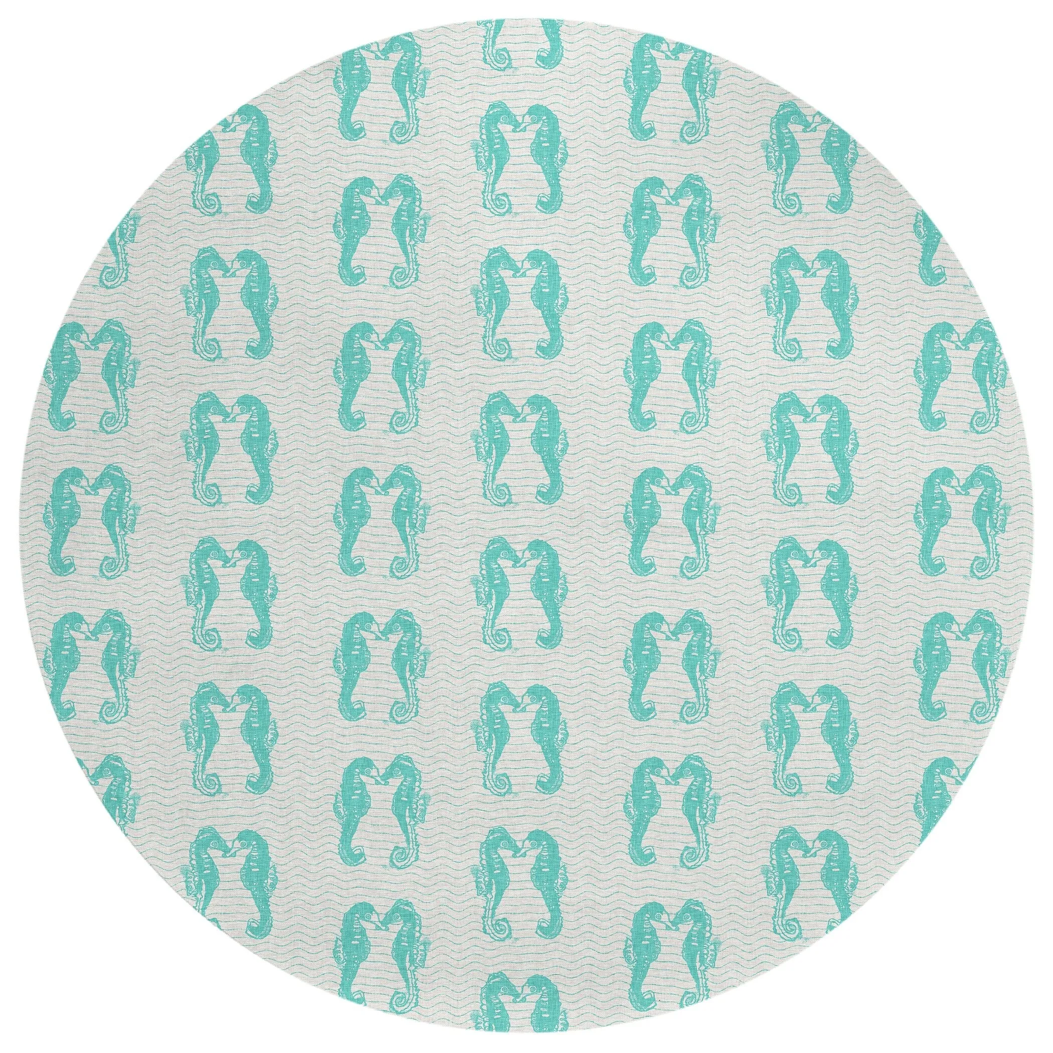 Indoor/ Outdoor Surfside Seahorses Washable Rug New