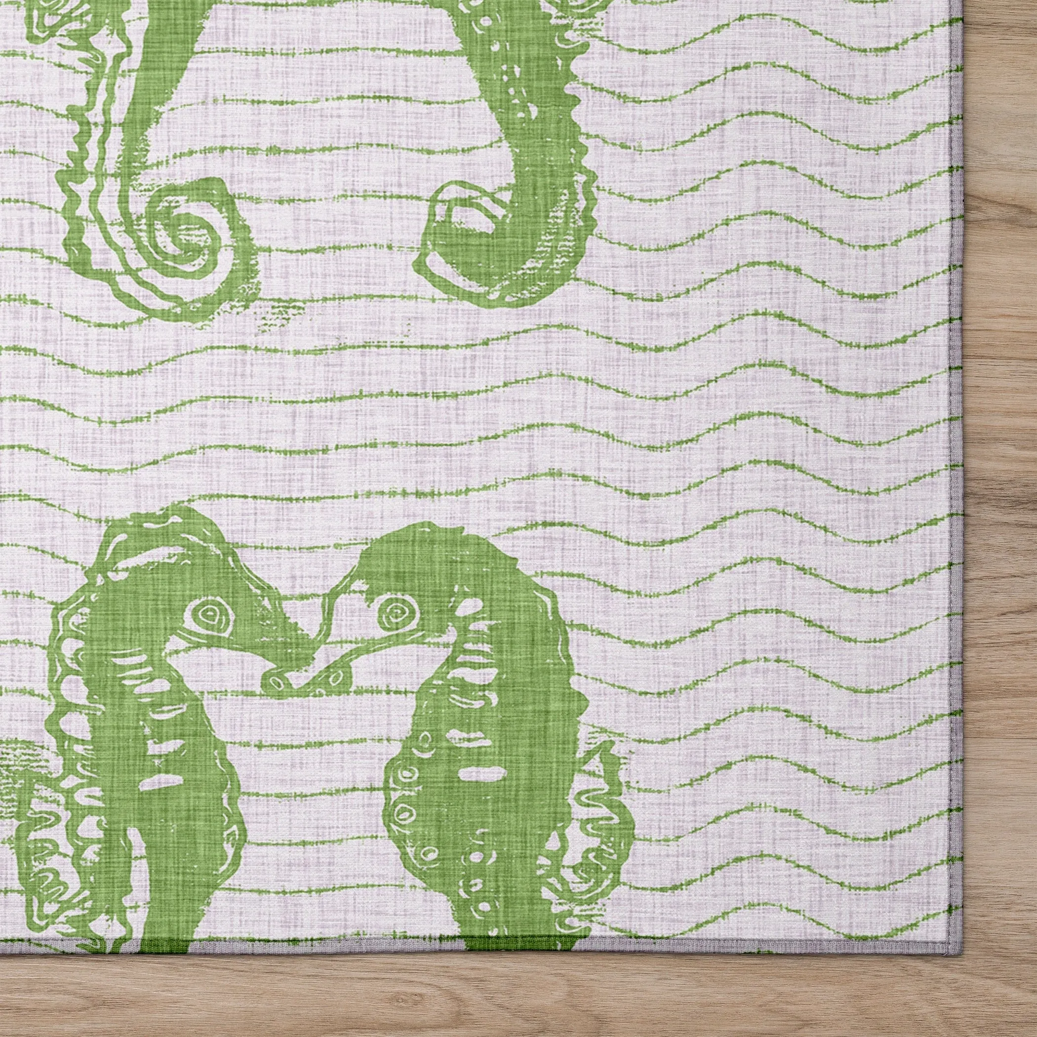 Indoor/ Outdoor Surfside Seahorses Washable Rug New