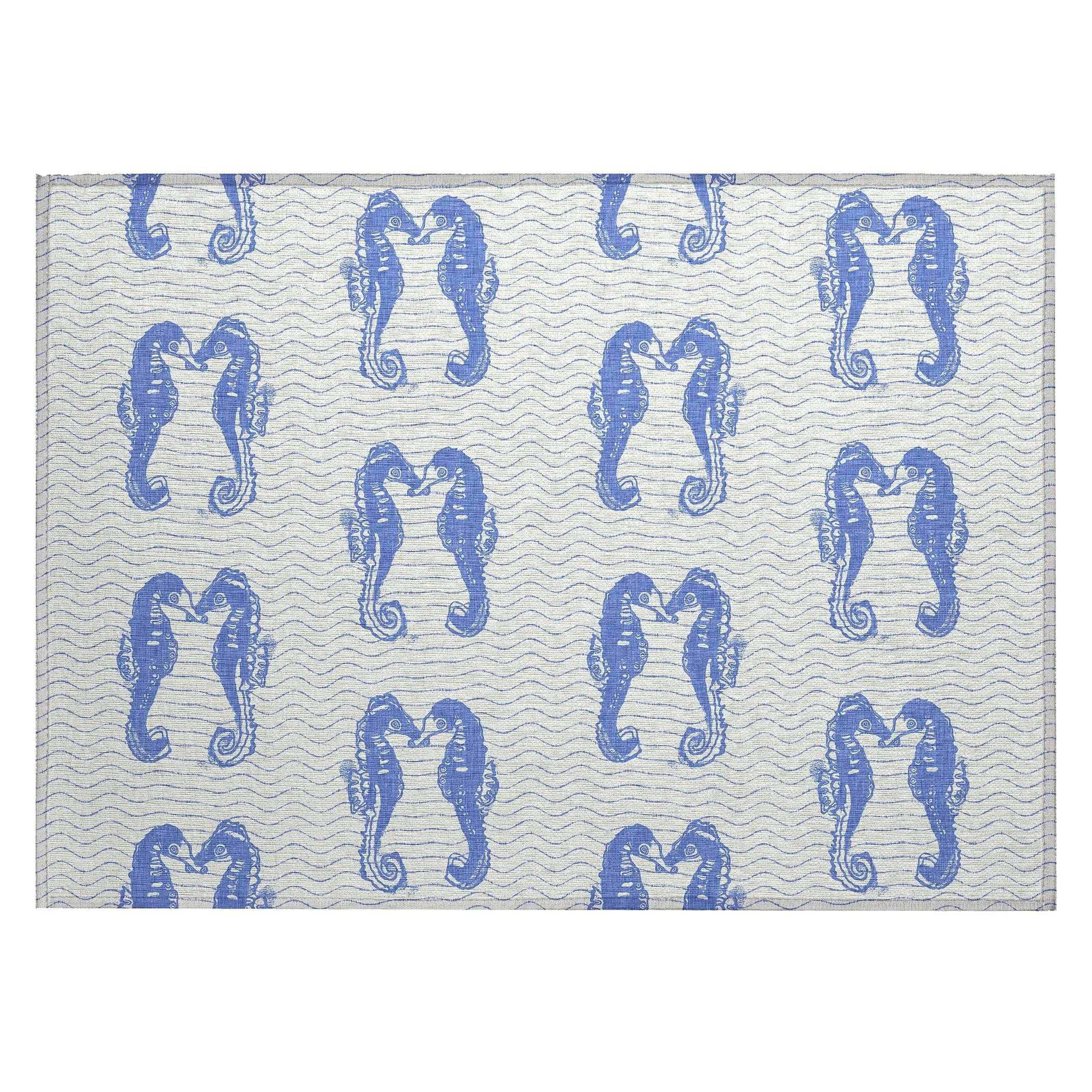 Indoor/ Outdoor Surfside Seahorses Washable Rug New