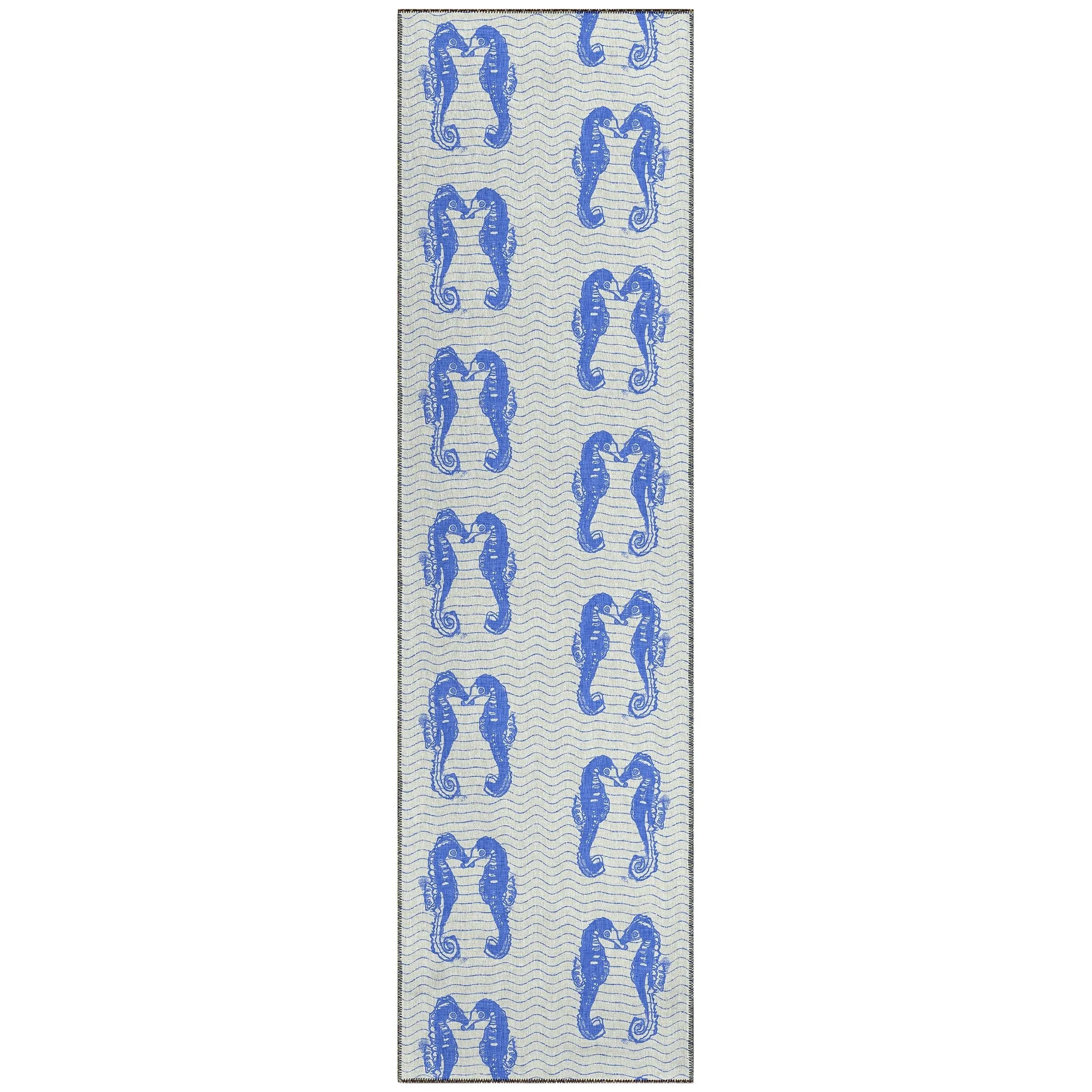 Indoor/ Outdoor Surfside Seahorses Washable Rug New