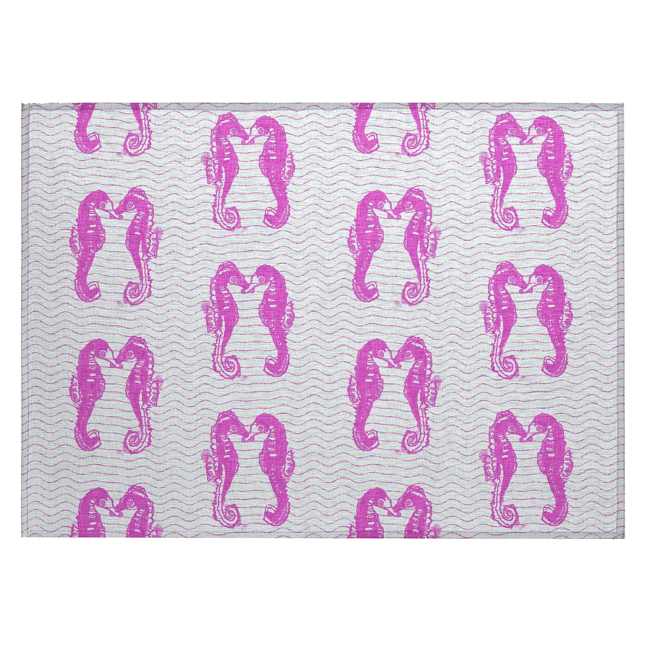 Indoor/ Outdoor Surfside Seahorses Washable Rug New