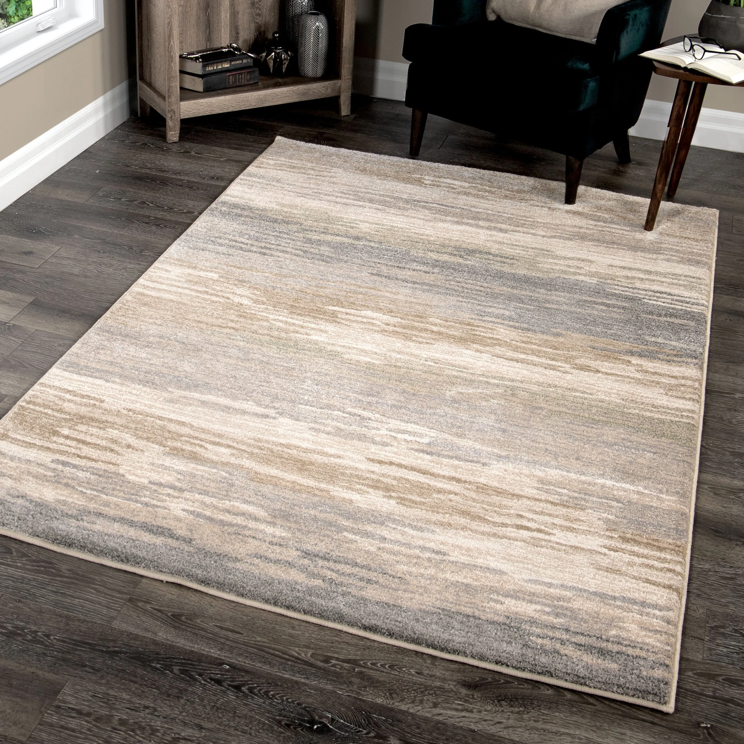 Ironstone Tehachapi Bay Beige Abstract Stain Resistant Indoor Area Rug