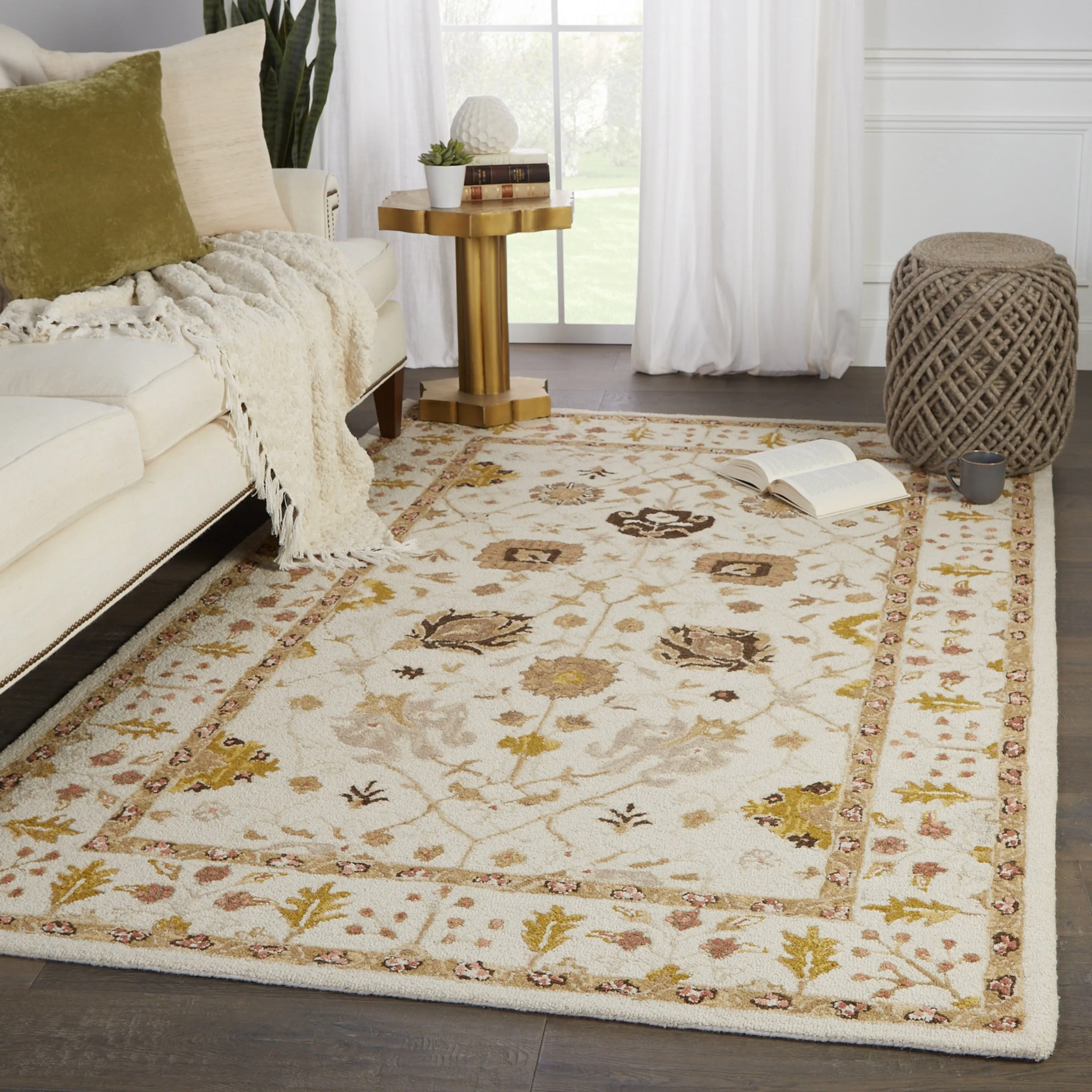 Jaipur Living Cardamom Collection Floral Medallion Wool Area Rug