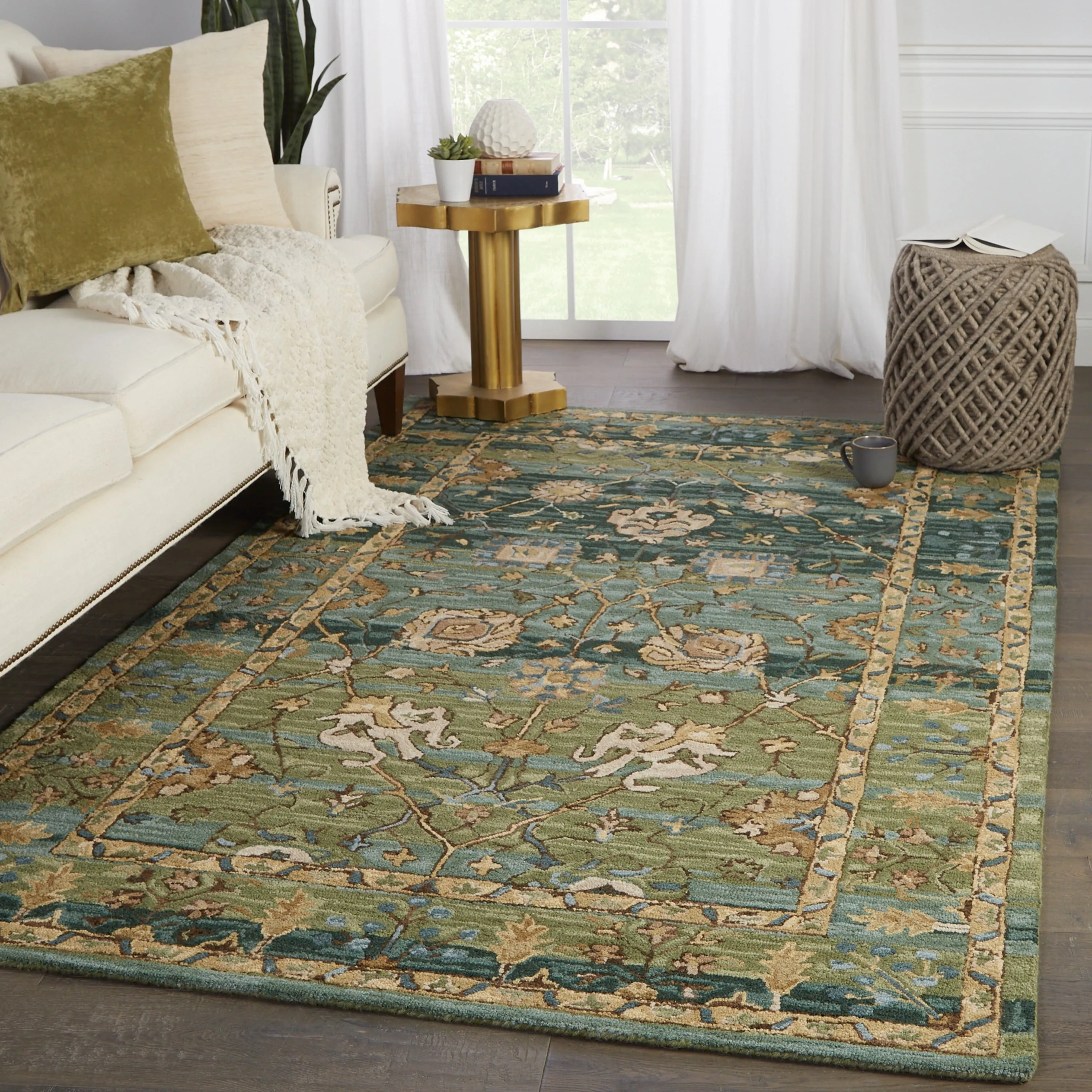 Jaipur Living Cardamom Collection Floral Medallion Wool Area Rug