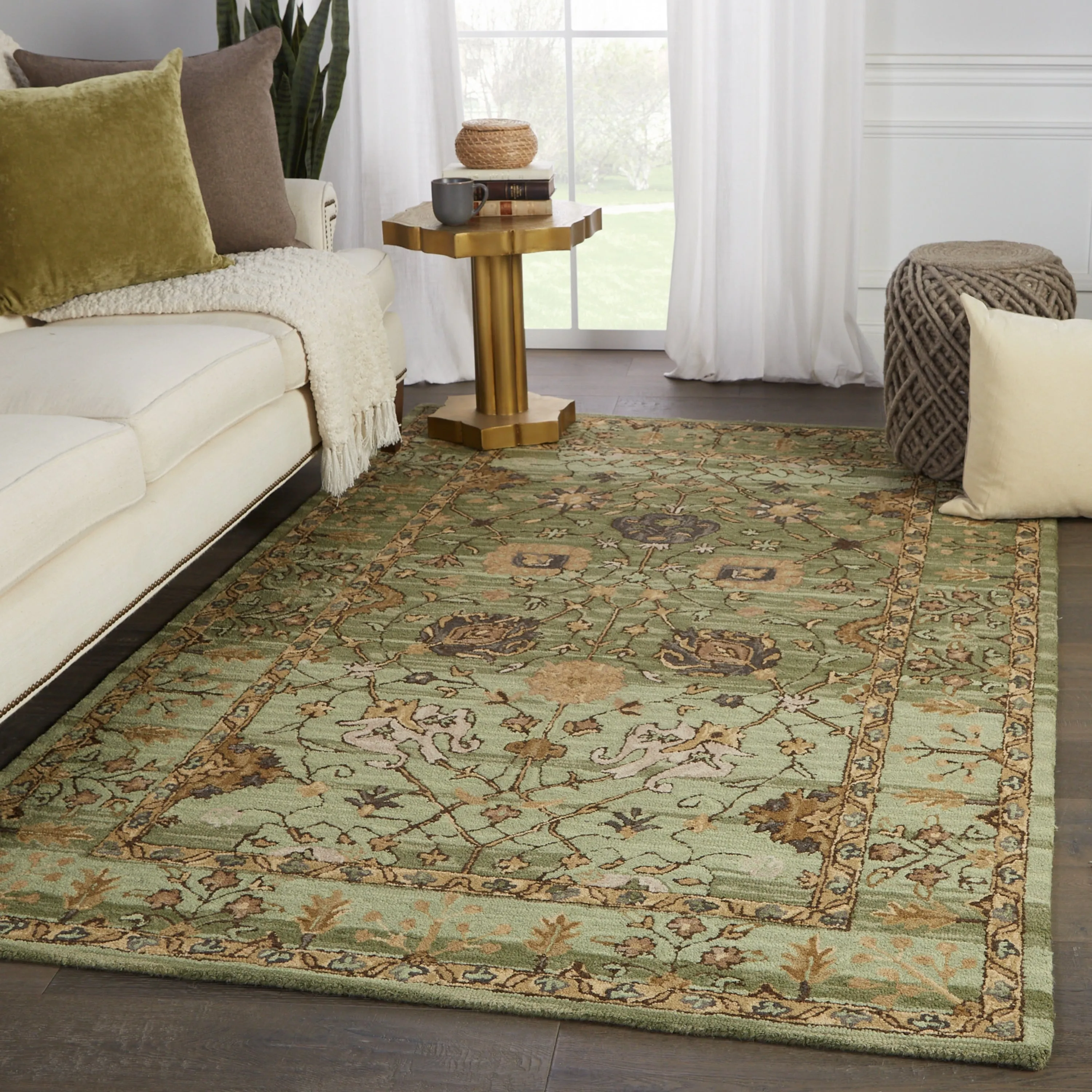 Jaipur Living Cardamom Collection Floral Medallion Wool Area Rug