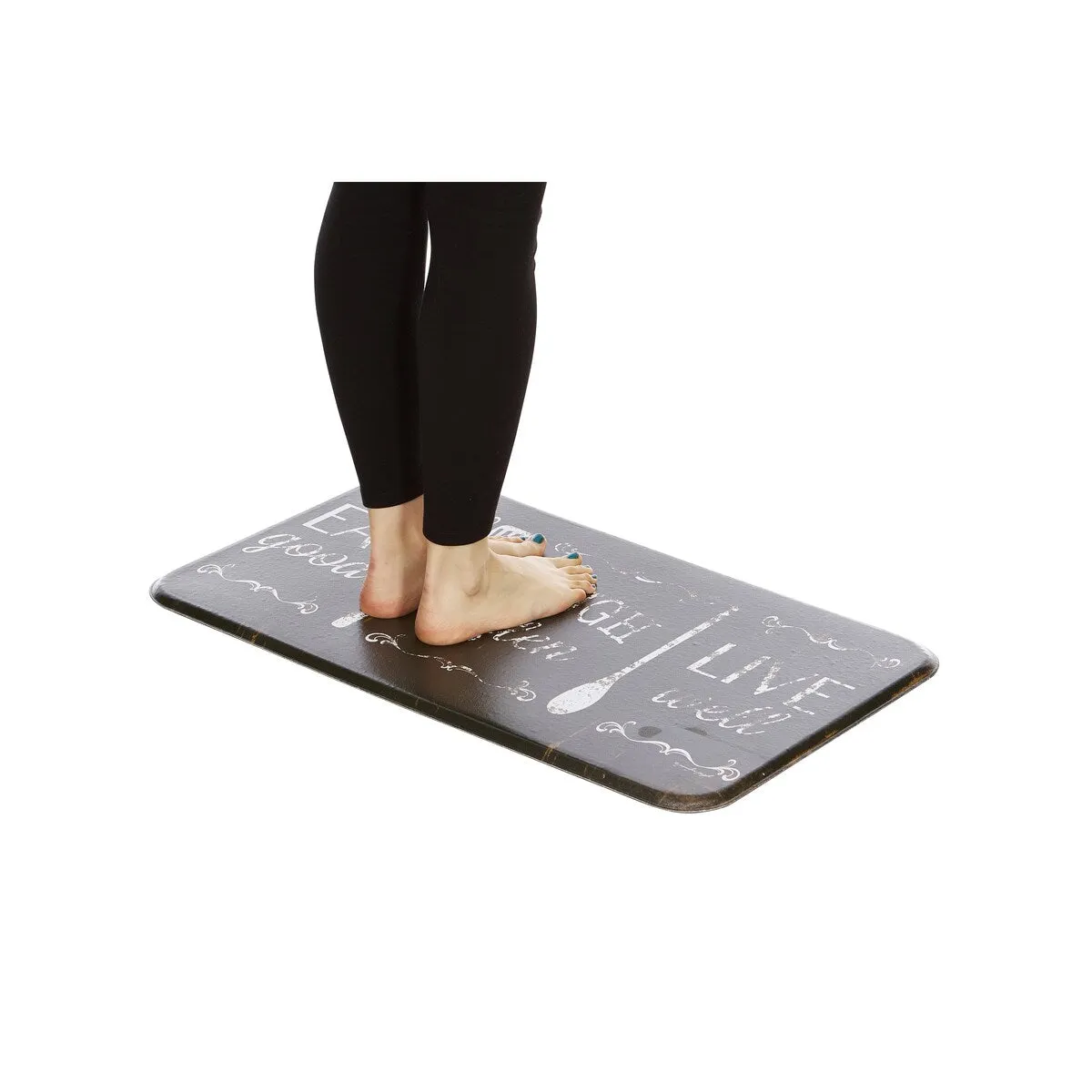 J&V Textiles Eat Laugh Live Antifatigue Kitchen Mats Black Size 18X30