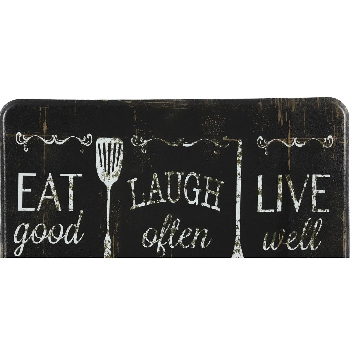 J&V Textiles Eat Laugh Live Antifatigue Kitchen Mats Black Size 18X30