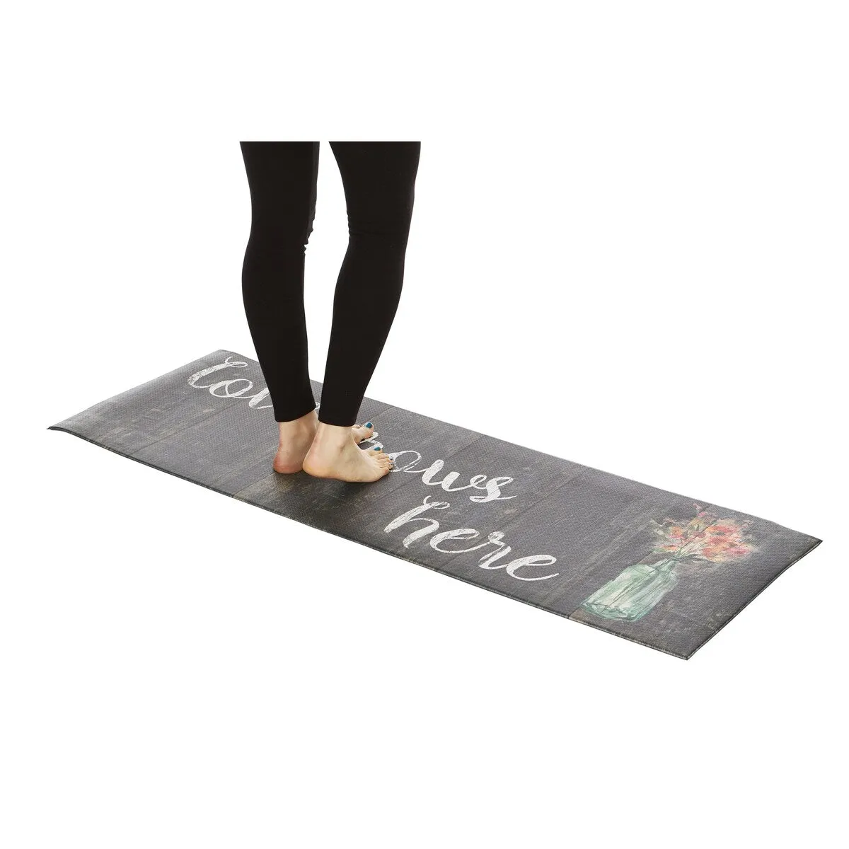 J&V Textiles Oversized Cushioned Anti Fatigue Kitchen Runner Mat (Love Grows Here) Black Size 20x55 - 20 X 55