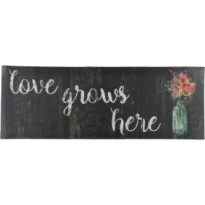 J&V Textiles Oversized Cushioned Anti Fatigue Kitchen Runner Mat (Love Grows Here) Black Size 20x55 - 20 X 55