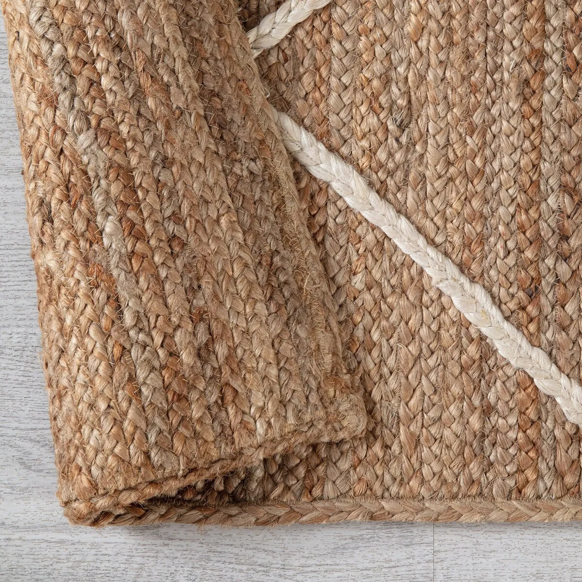 Jani Domme Natural & Ivory Diamond Braided Area Rug - Elegant and Durable Floor Covering